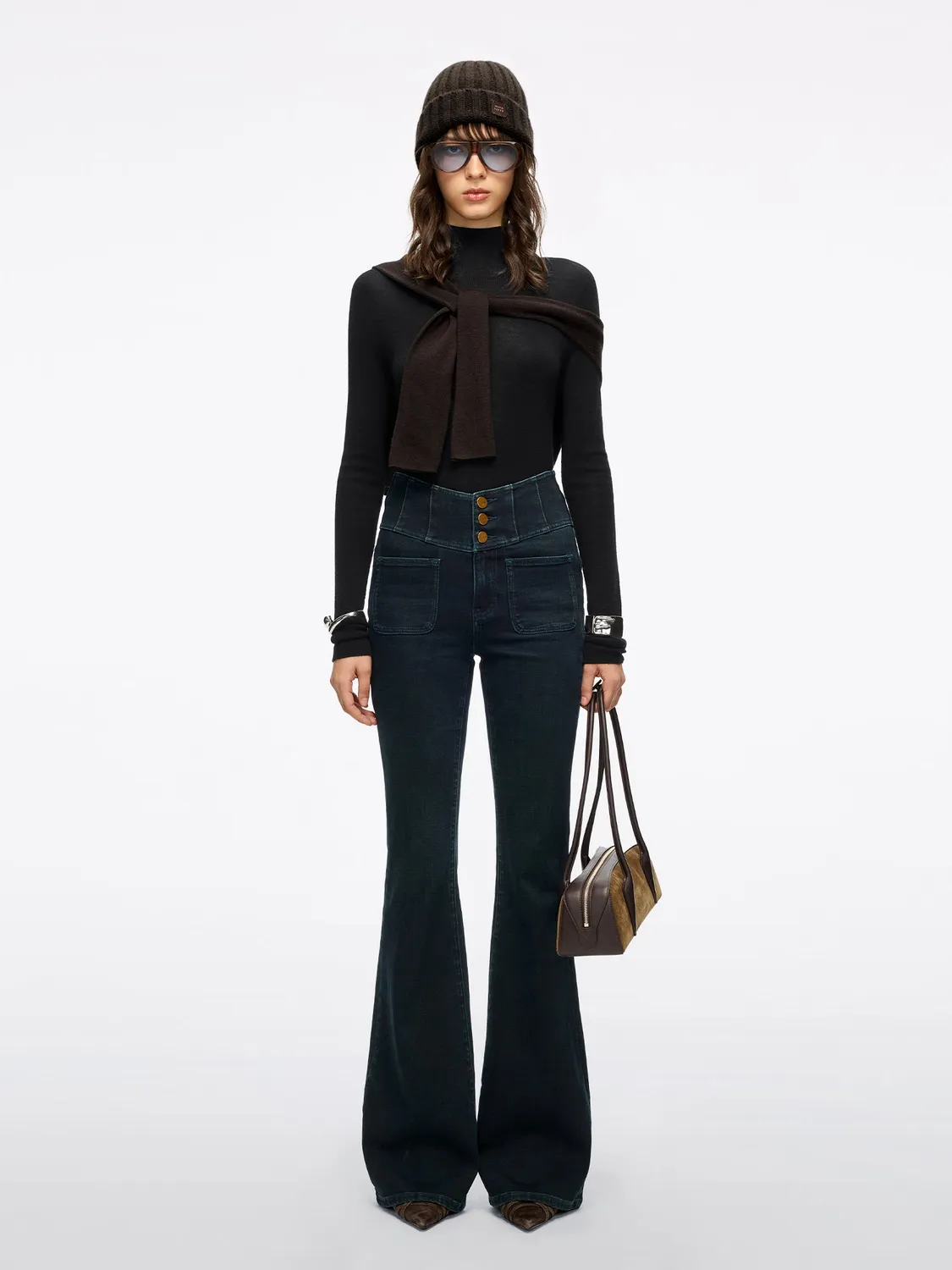 Miss Sixty Glenda Plus 5 flare jeans Jasper Green høj talje