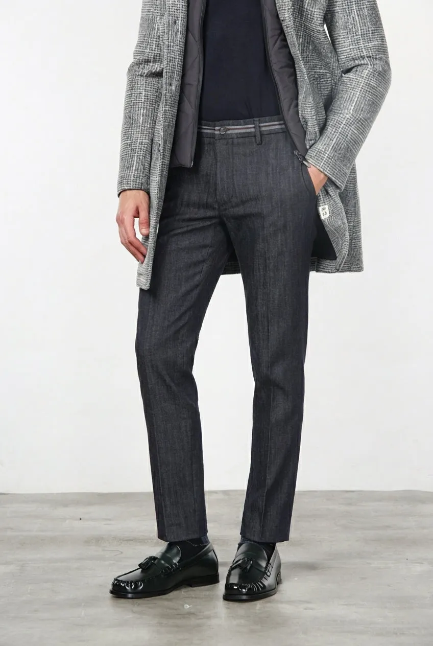 Mason's New York Elegance chinos navyblå regular fit stretch denim