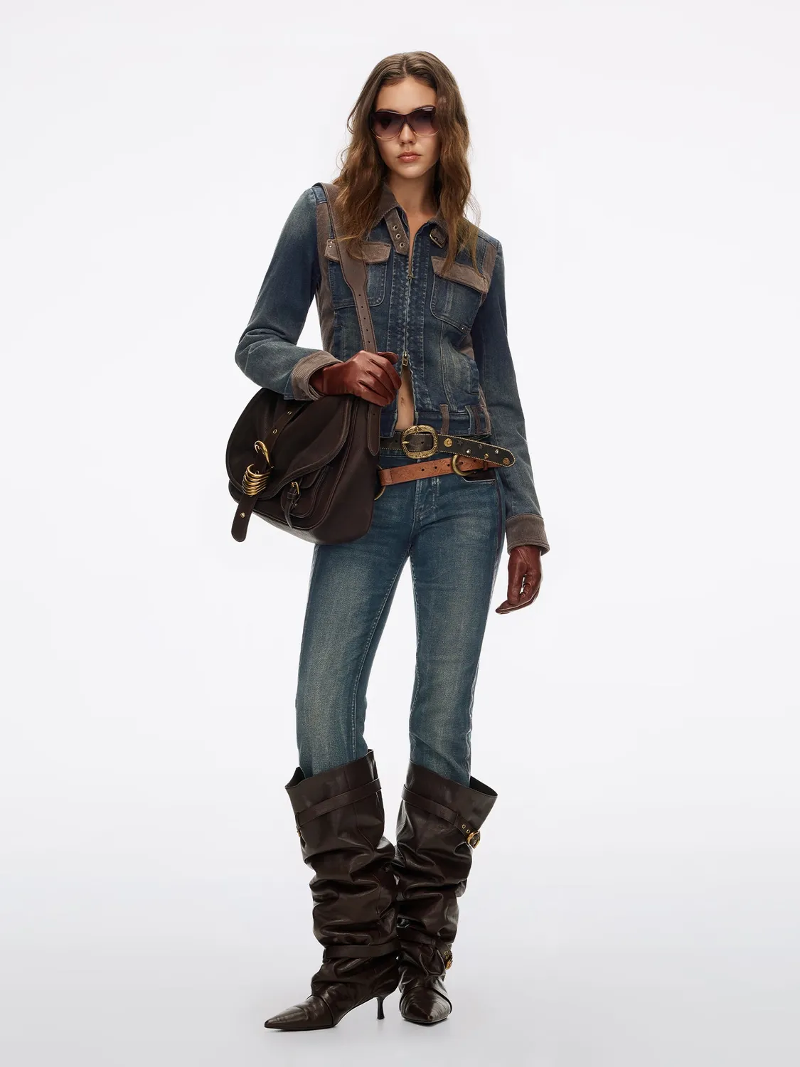Miss Sixty Panelled denimjakke blå corduroy