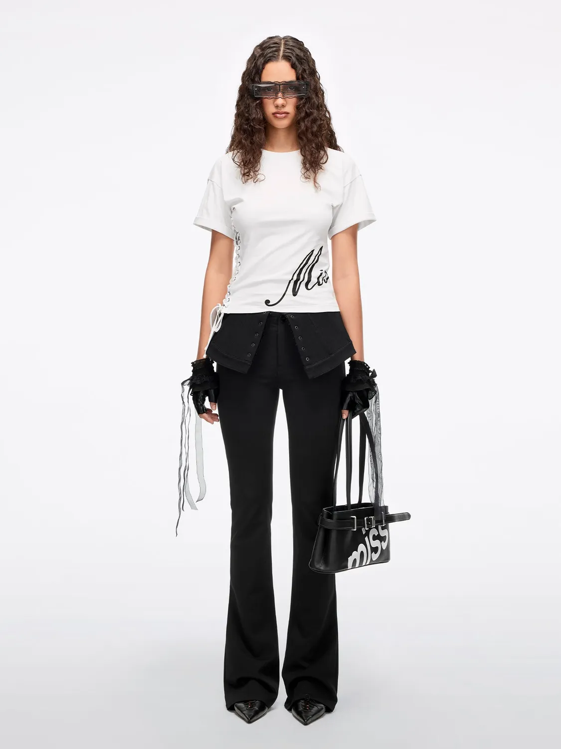 Miss Sixty flare bukser sort korsettalje