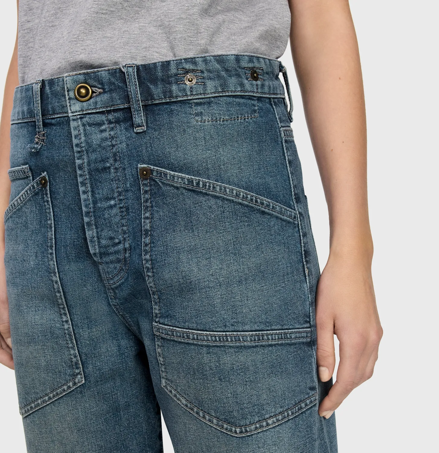 MAC Baggy straight cropped jeans blå comfort
