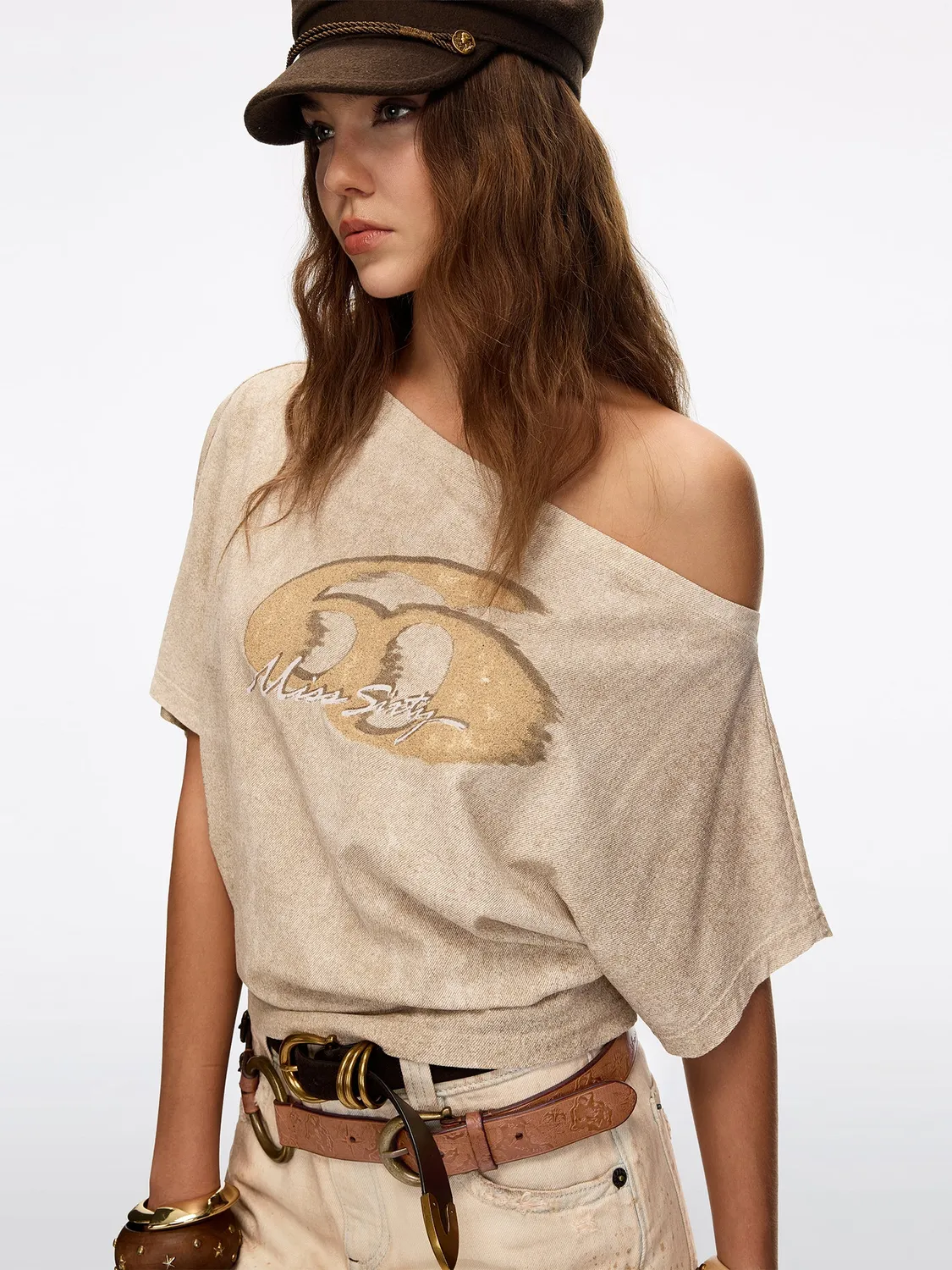 Miss Sixty asymmetrisk top sand løs hør