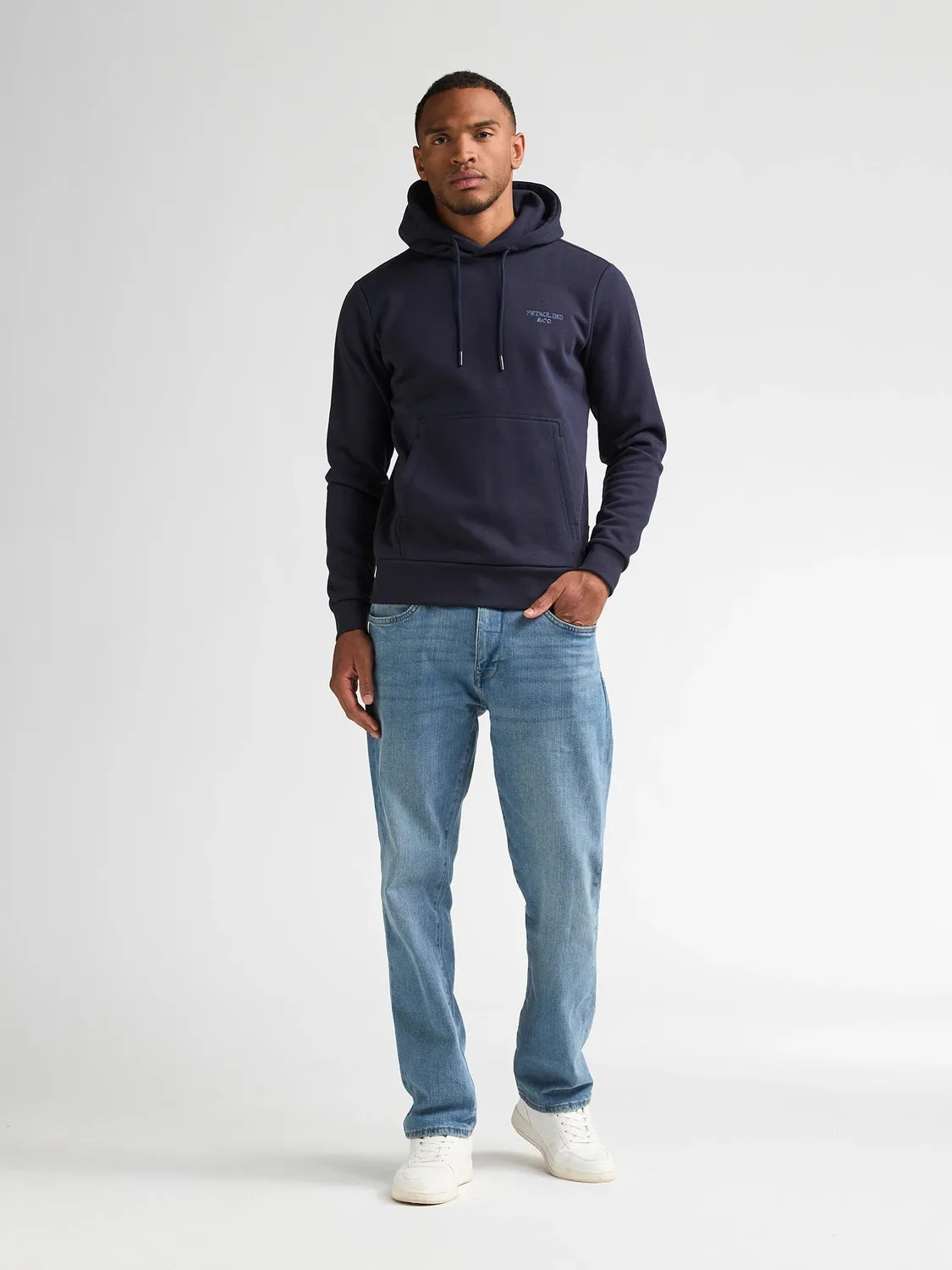 Petrol Industries Redwood hoodie Royal Navy børstet bomuld