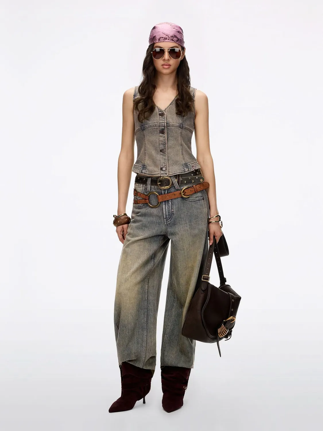 Miss Sixty Distressed denimvest blå cropped