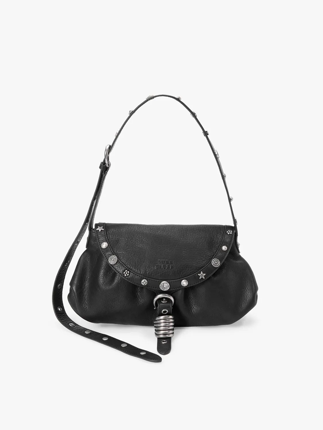Miss Sixty Studded skuldertaske sort læder med nitter
