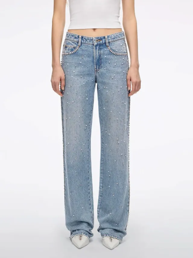 Miss Sixty Pearl Rhinestone jeans light blue straight