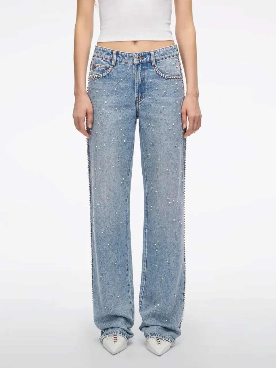 Miss Sixty Pearl Rhinestone jeans light blue straight