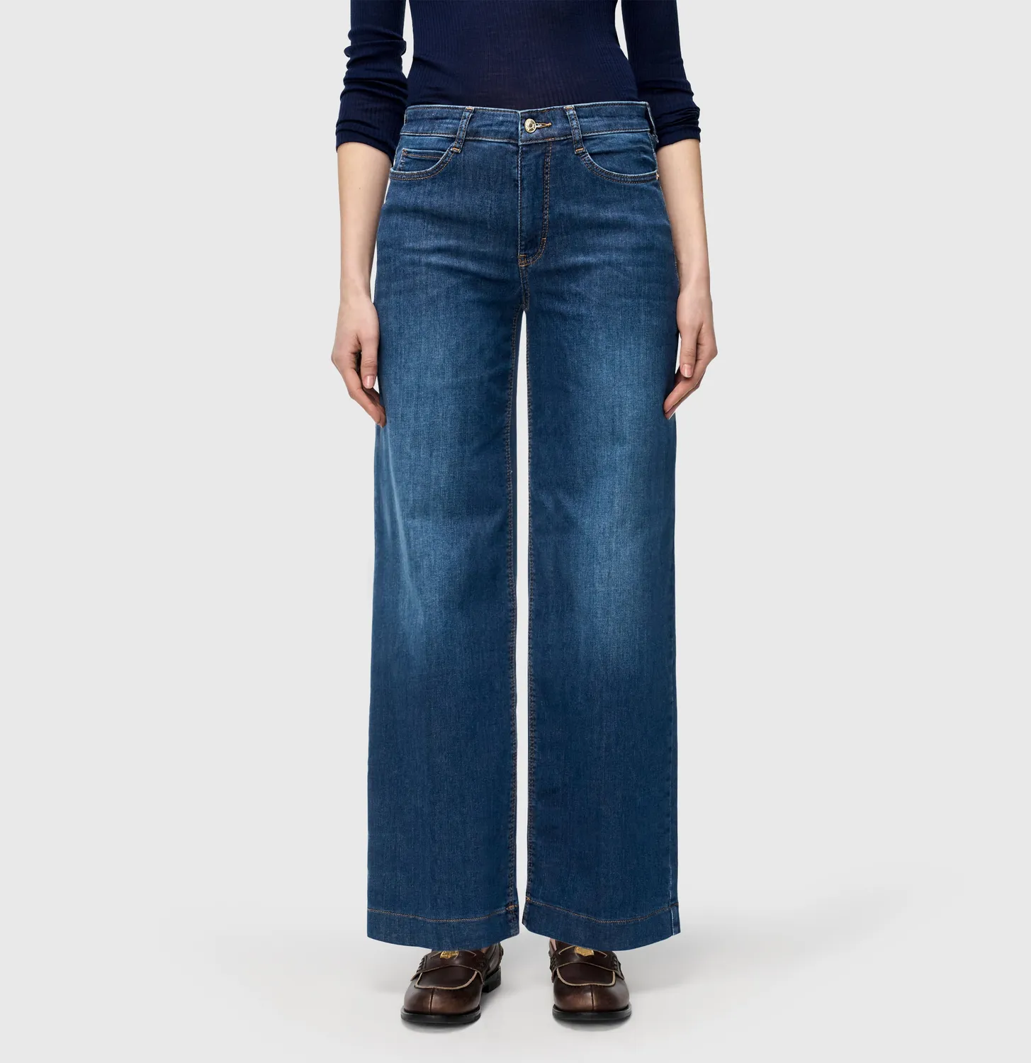 MAC Wide 5228-90-0387L wide jeans mørkeblå stretch