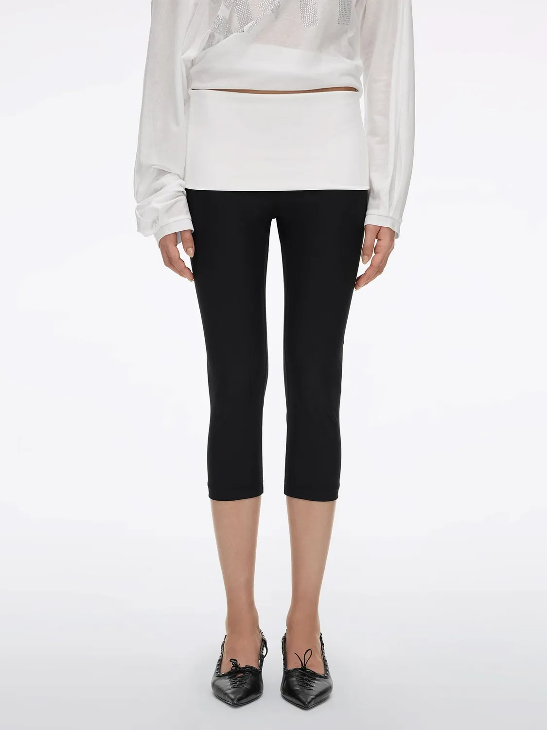 Miss Sixty Fold-Over Waist Skinny Capri capribukser sort stretch