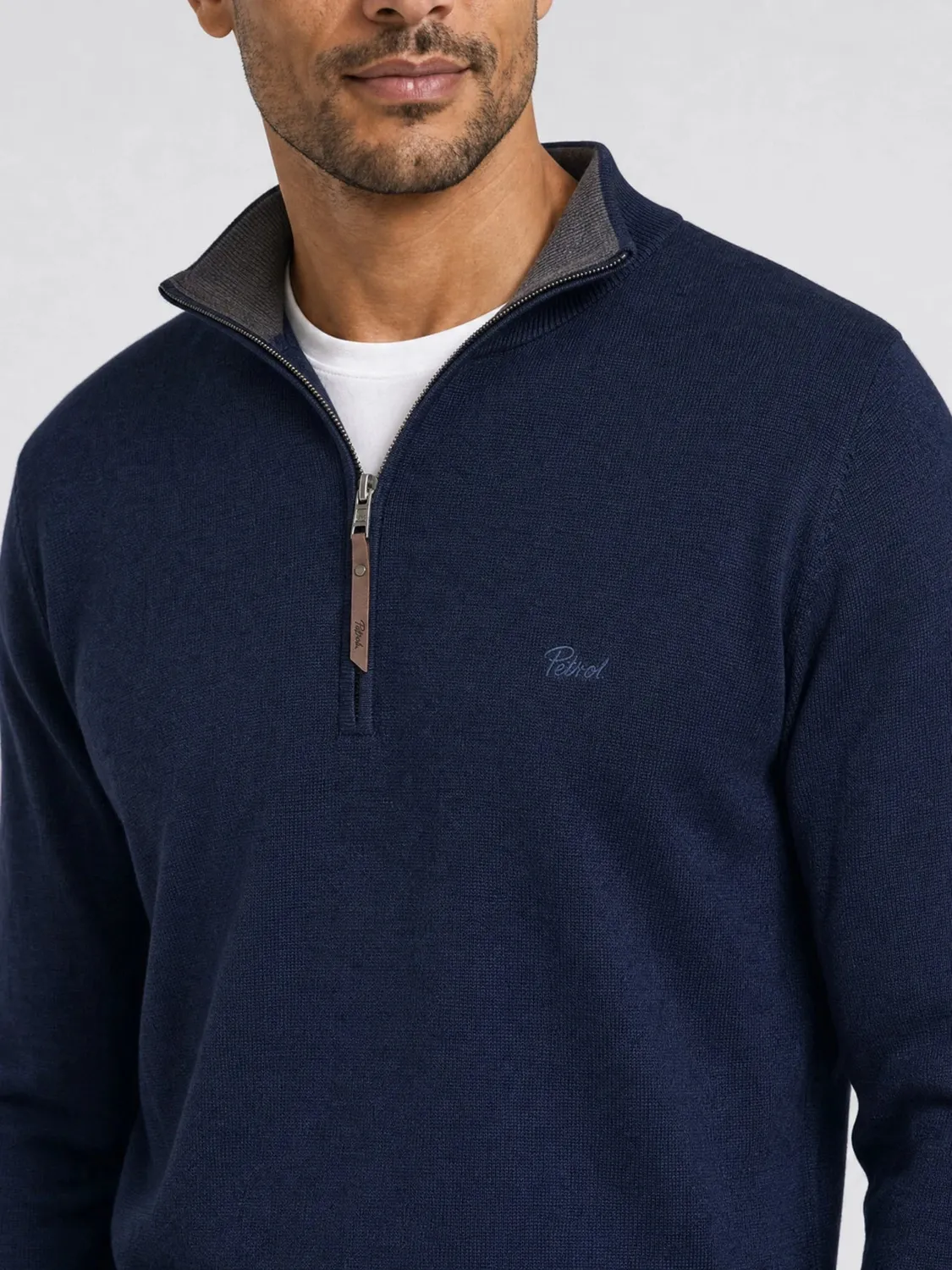 Petrol Industries Millstone quarter-zip striktrøje finstrik