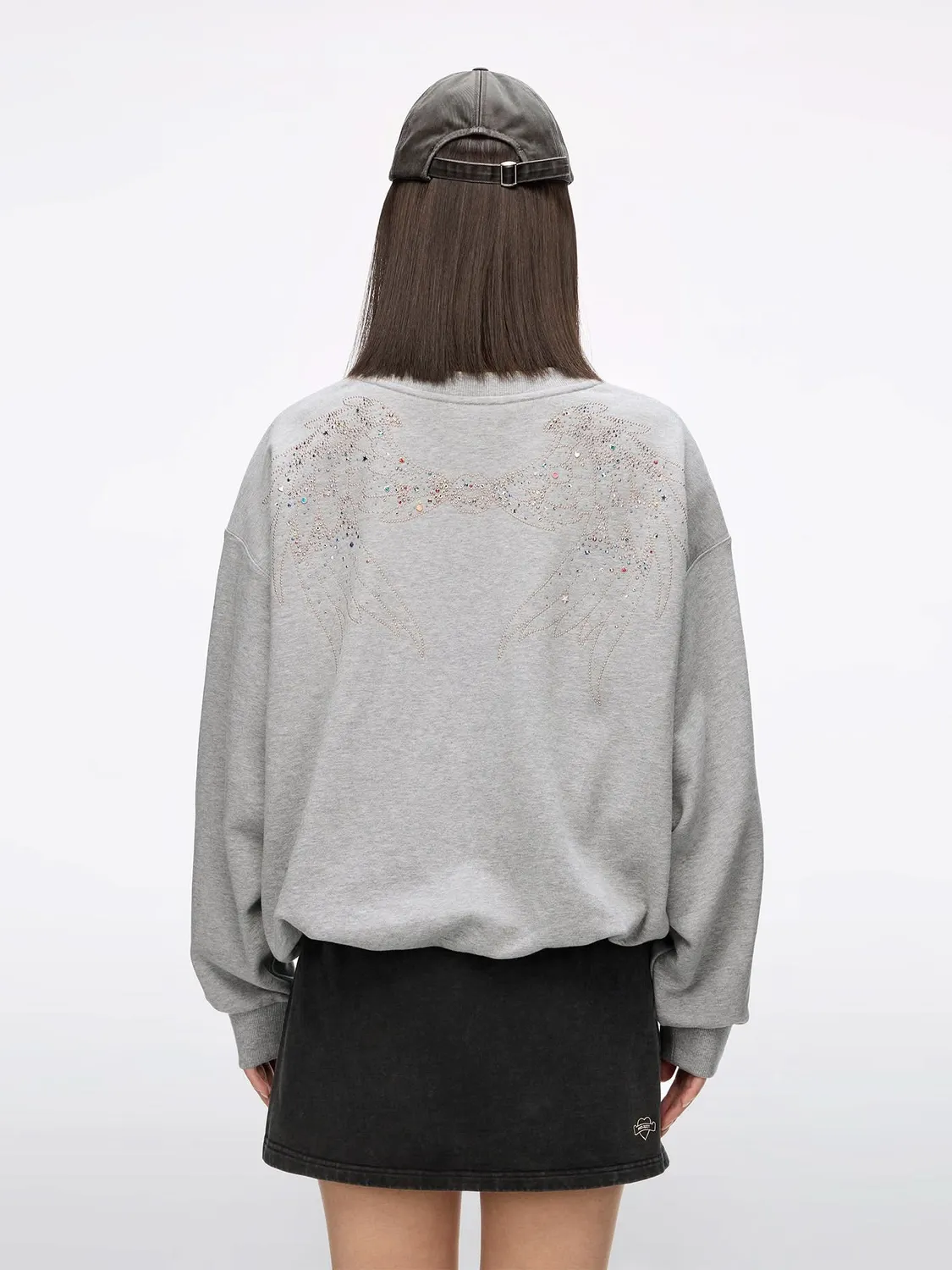 Miss Sixty rhinestone sweatshirt grå cropped