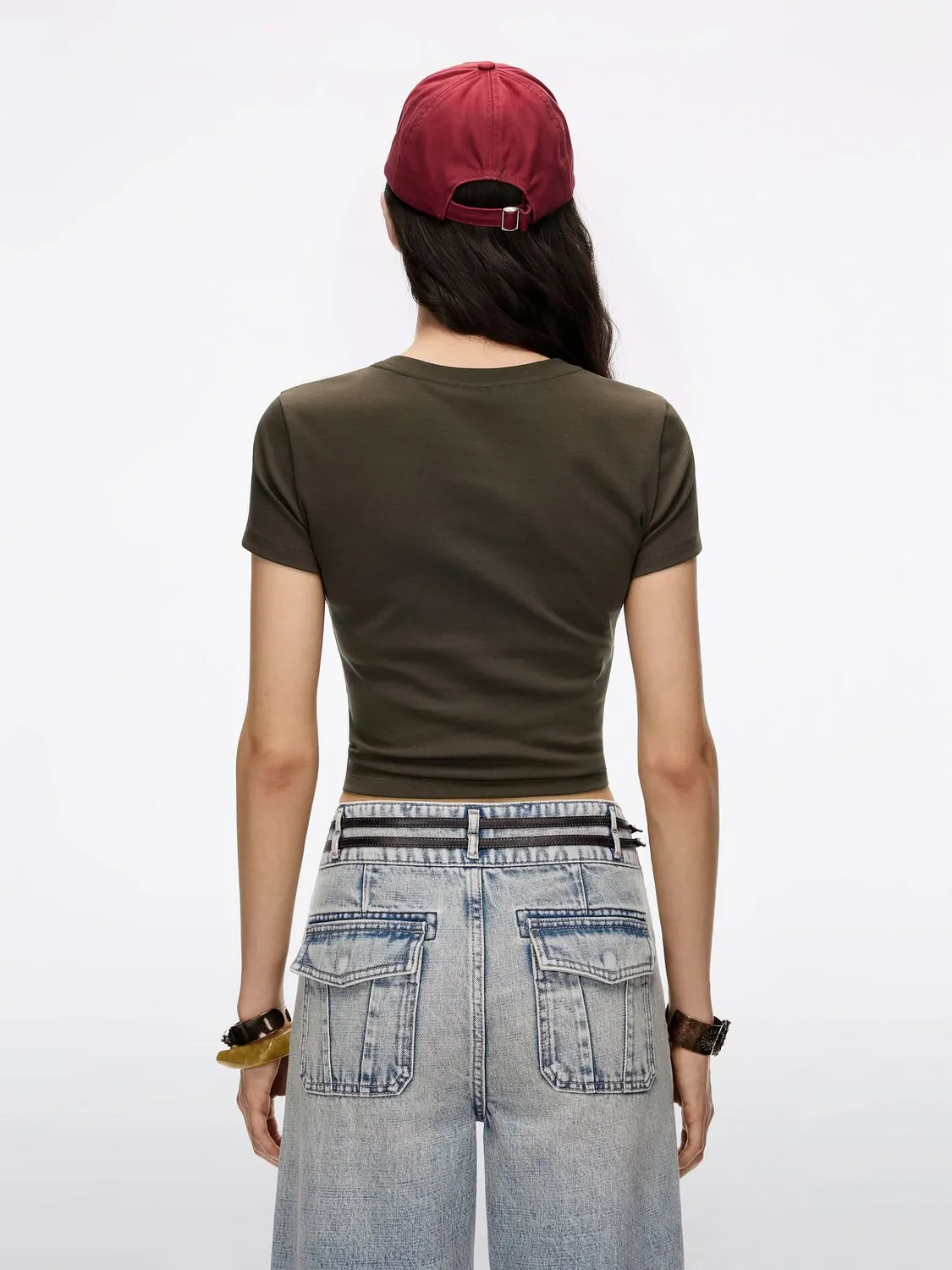 Miss Sixty Distressed Graphic T-shirt pink cropped bomuld