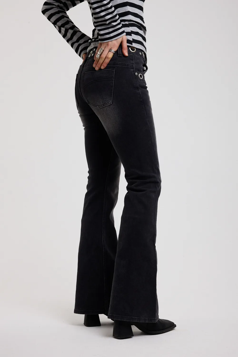 The Ragged Priest Grade flare jeans sort øjer lav talje
