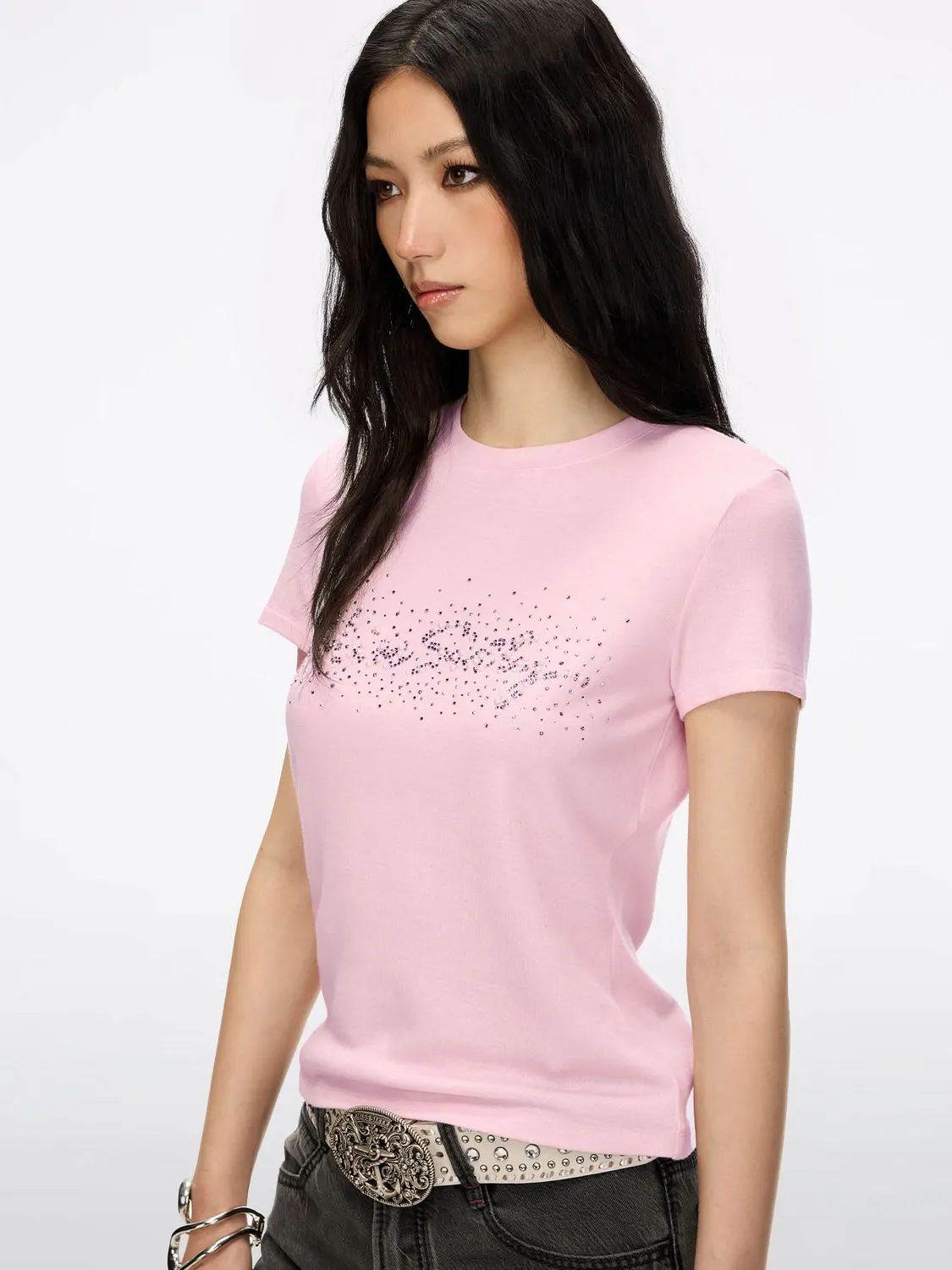 Miss Sixty T-shirt baby pink perler fitted