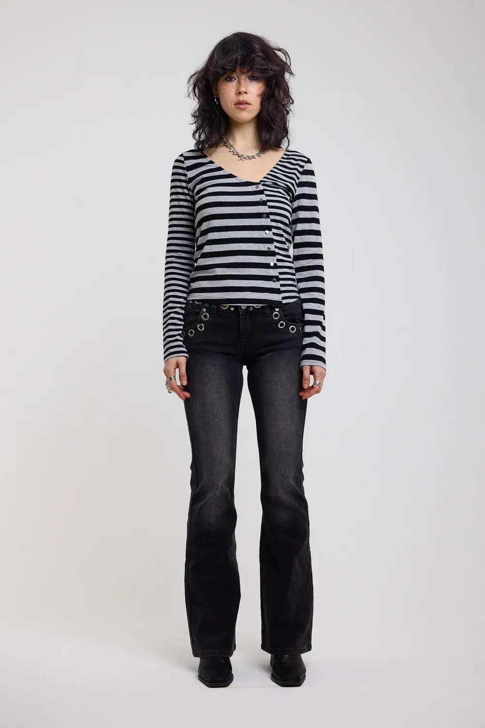 The Ragged Priest Grade flare jeans sort øjer lav talje
