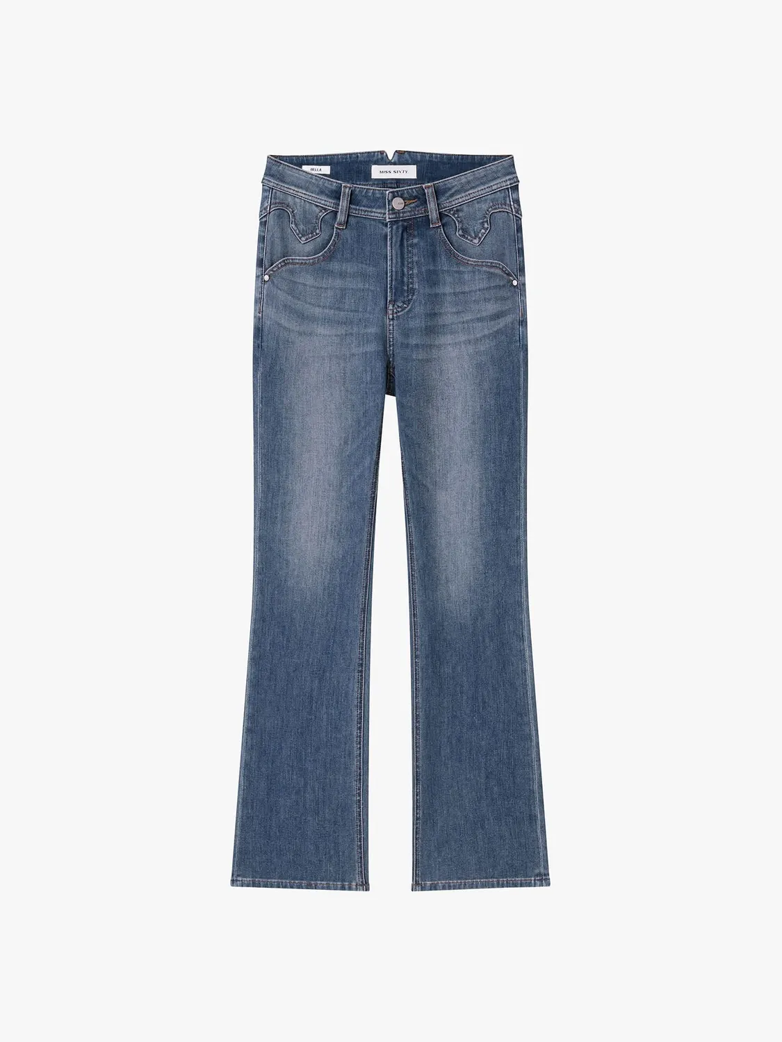 Miss Sixty Bella slim flare jeans mellemblå cropped
