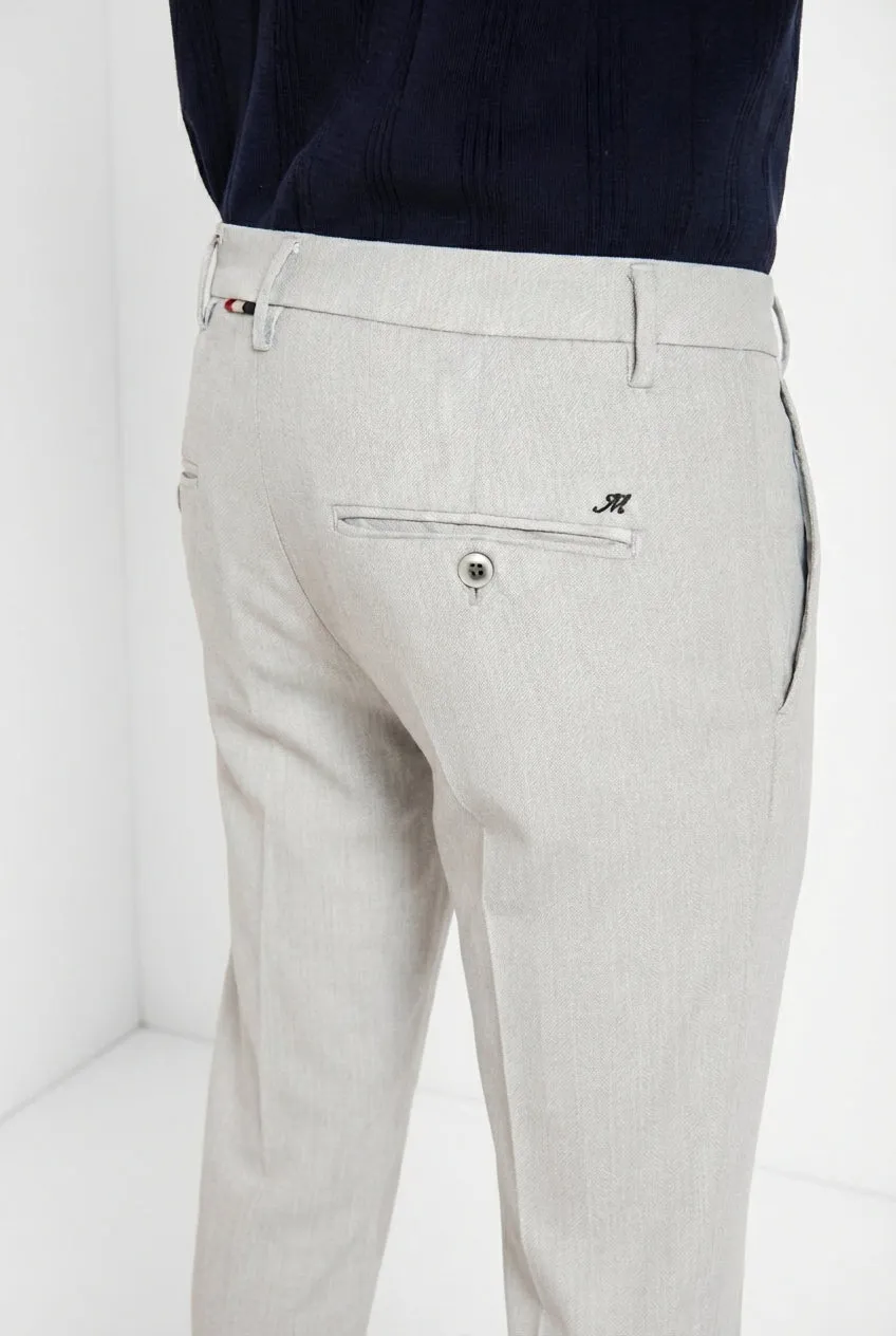 Mason's Milano chino grå sildebensmønster extra slim