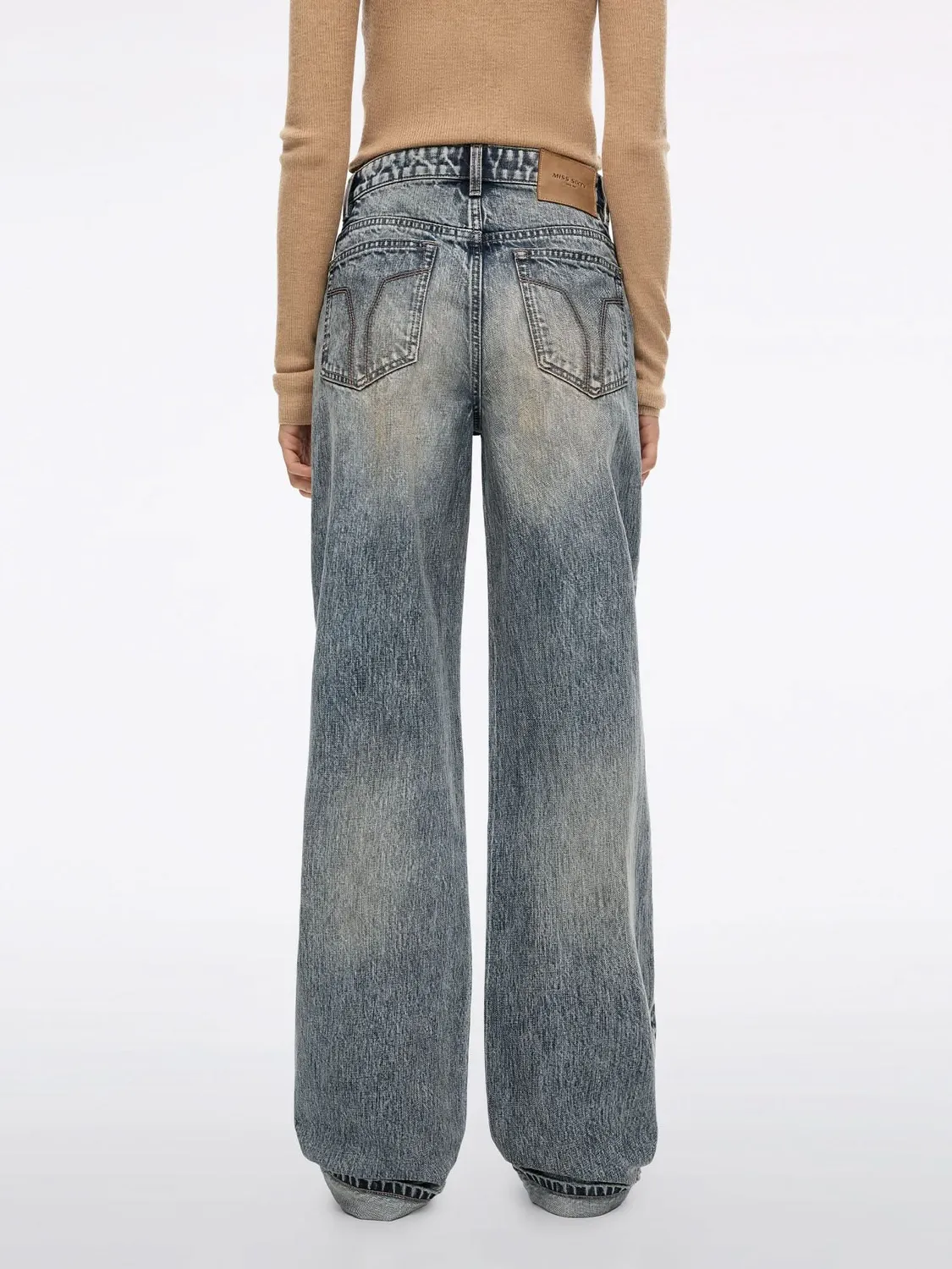 Miss Sixty Distressed Wide-Leg Jeans jeans Black Fog rigid