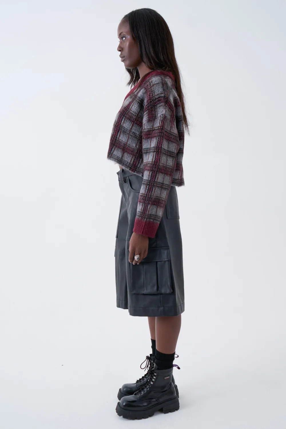 THE RAGGED PRIEST Heirloom Grunge Check striktrøje grå