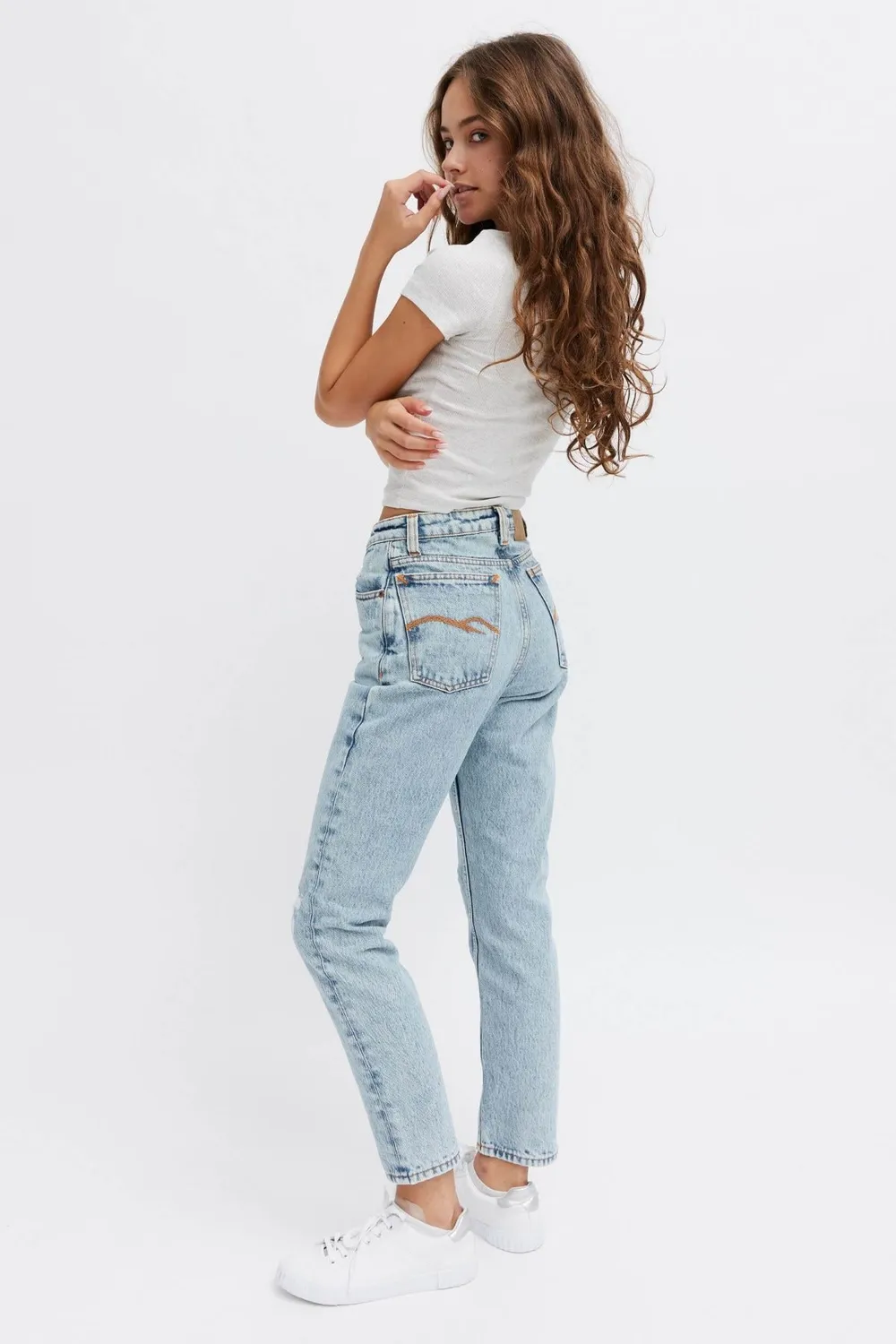 Organsk Oxygen Shorty jeans rå cropped høj talje