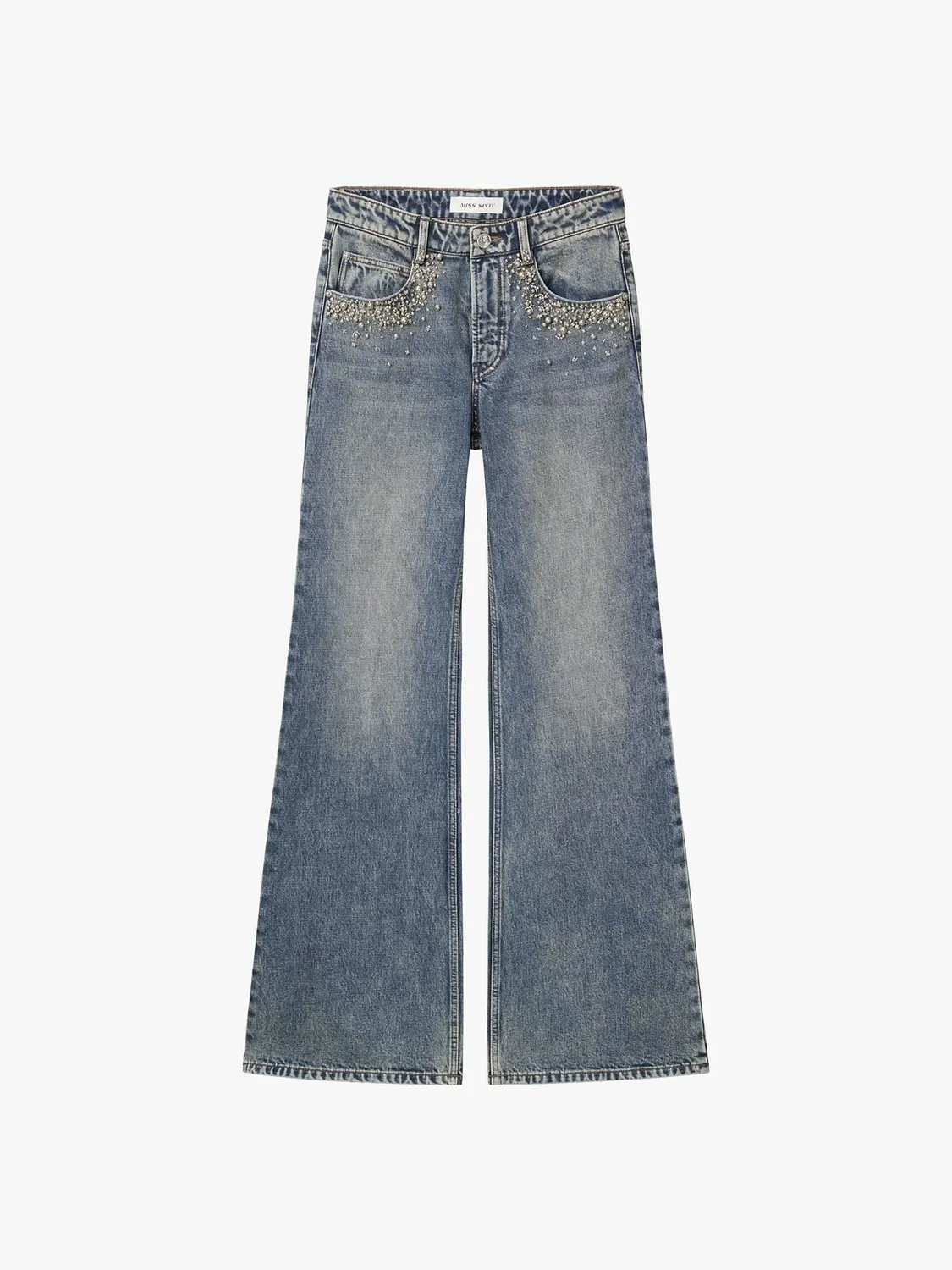 Miss Sixty Beaded Flare Jeans blå perler