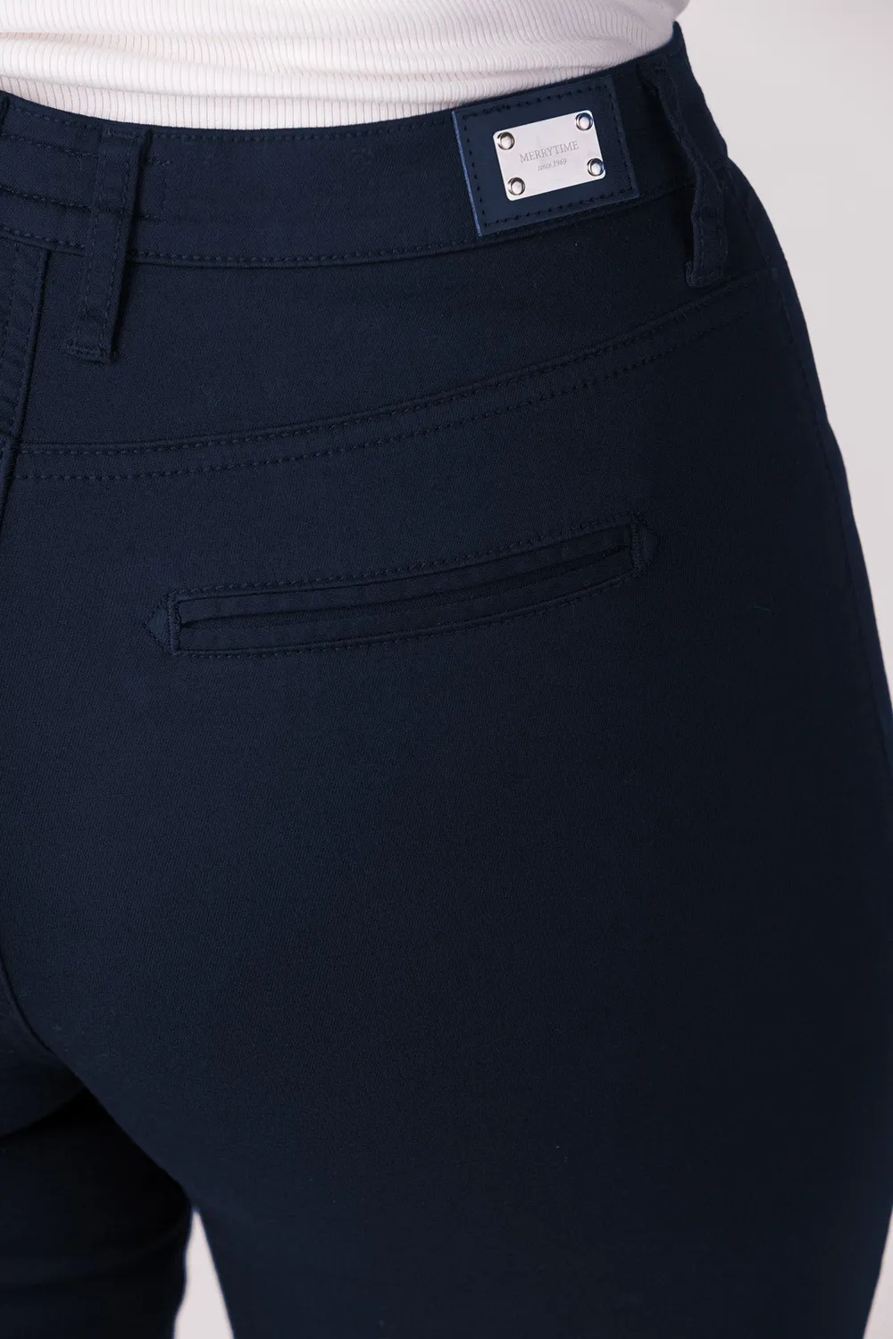 Merrytime Anna Slim bukser marine twill stretch