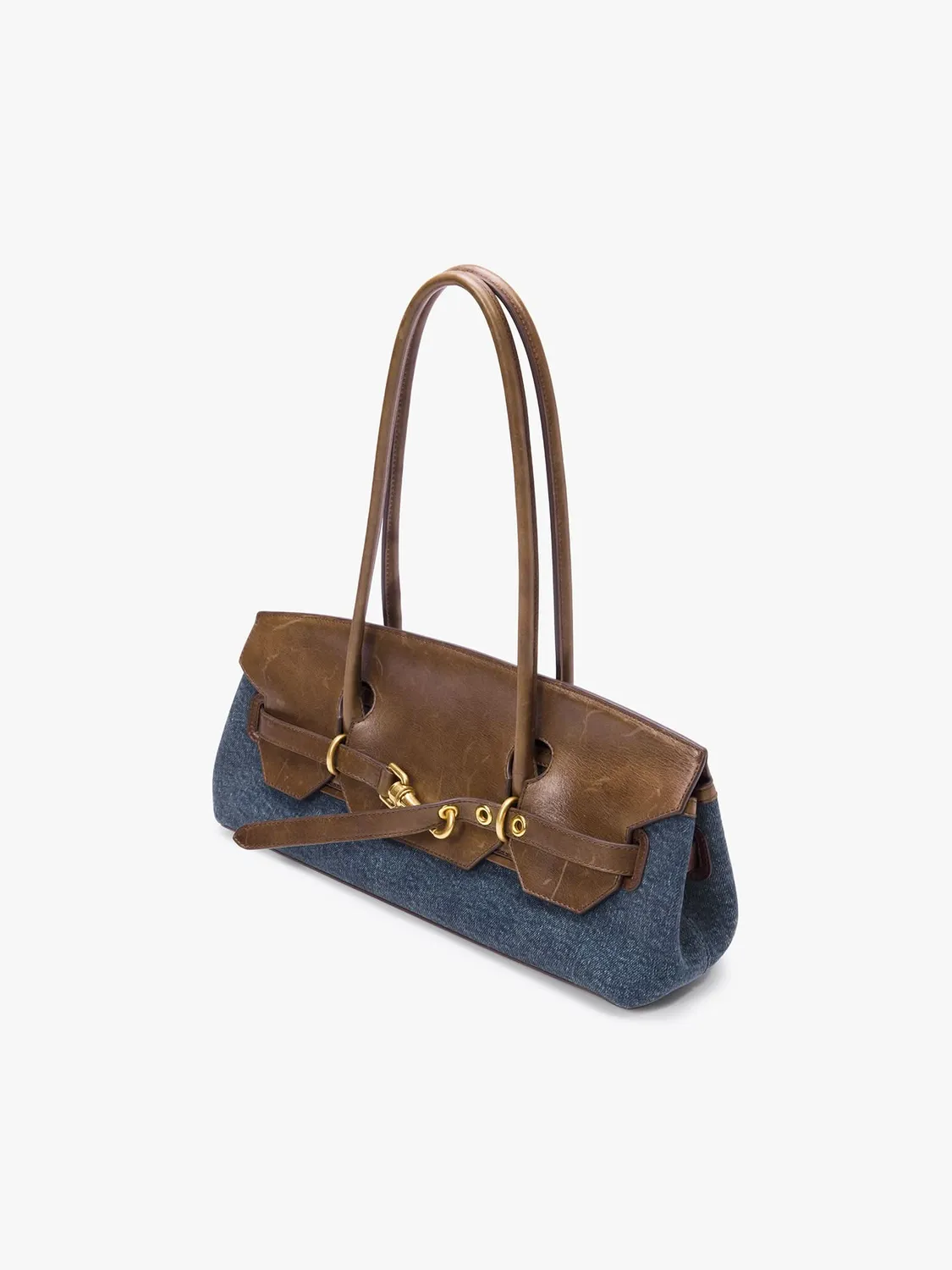 Miss Sixty Patchwork skuldertaske blå denim læder