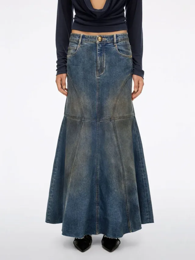 Miss Sixty Mermaid denimnederdel blå slidt vask