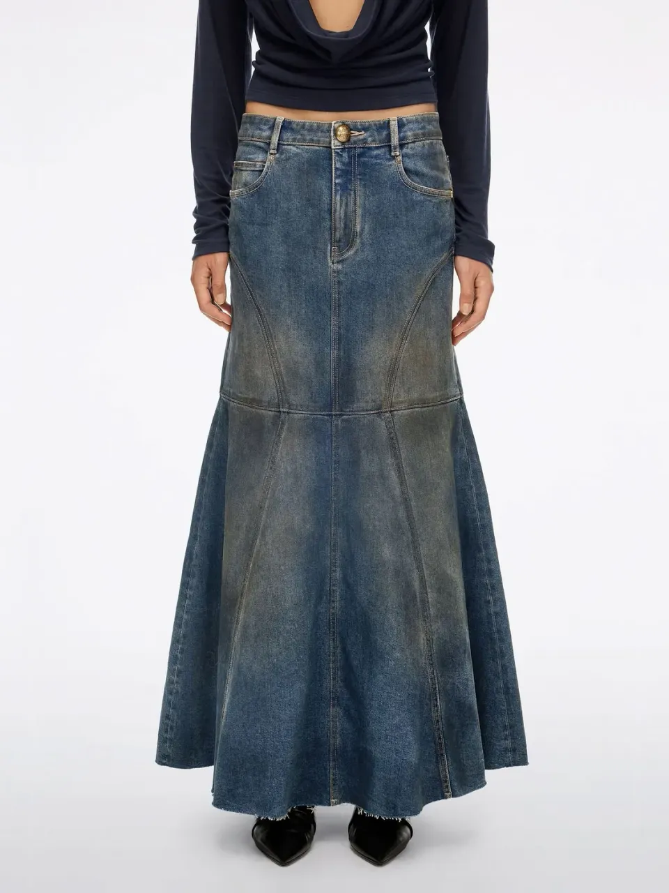 Miss Sixty Mermaid denimnederdel blå slidt vask
