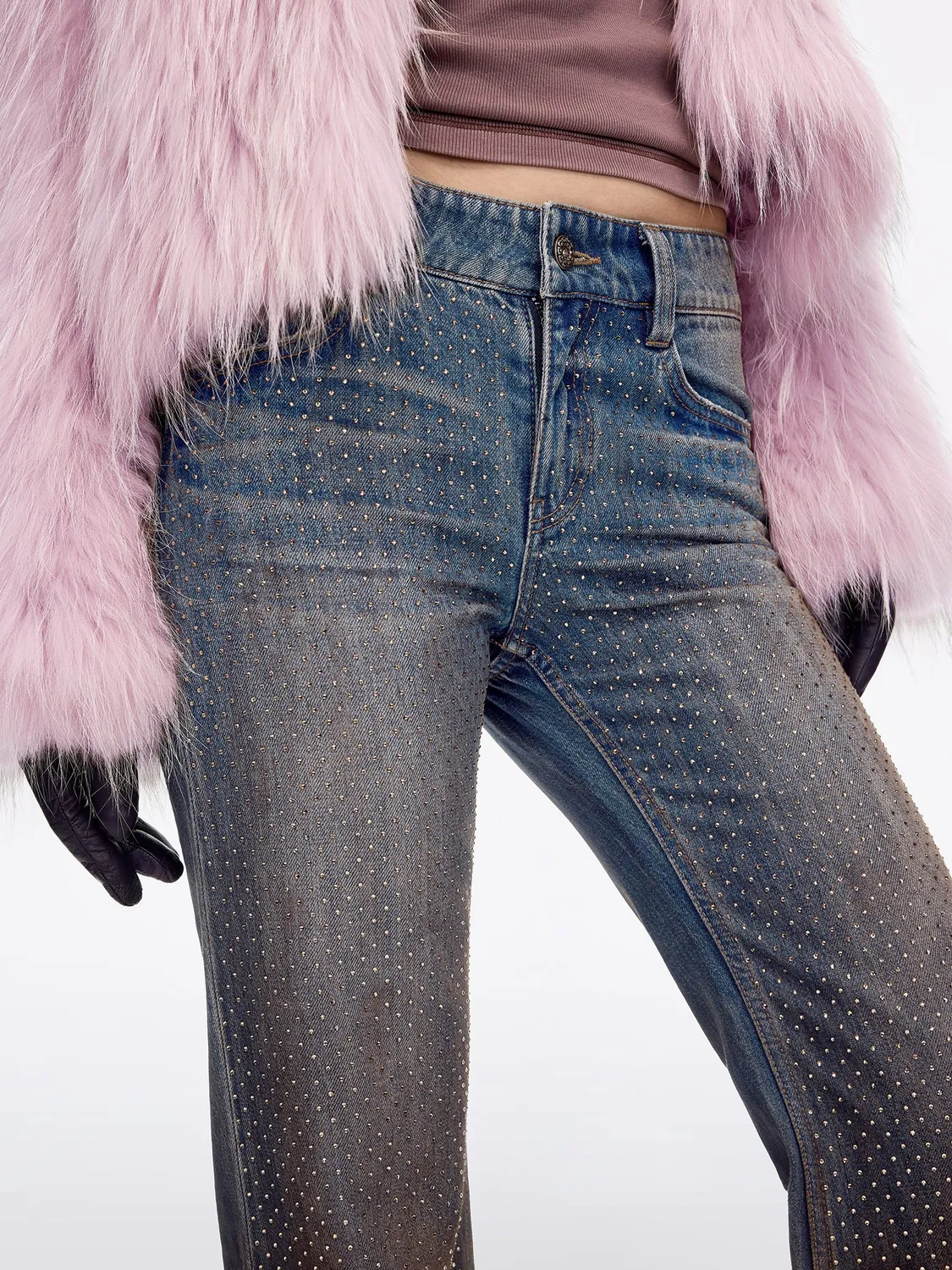 Miss Sixty Gradient Rhinestone flare jeans vintage med sten