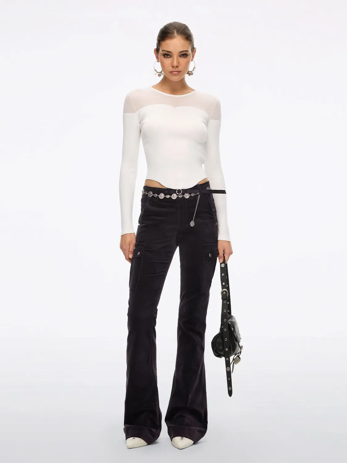 Miss Sixty strik top hvid ribbet slim-fit