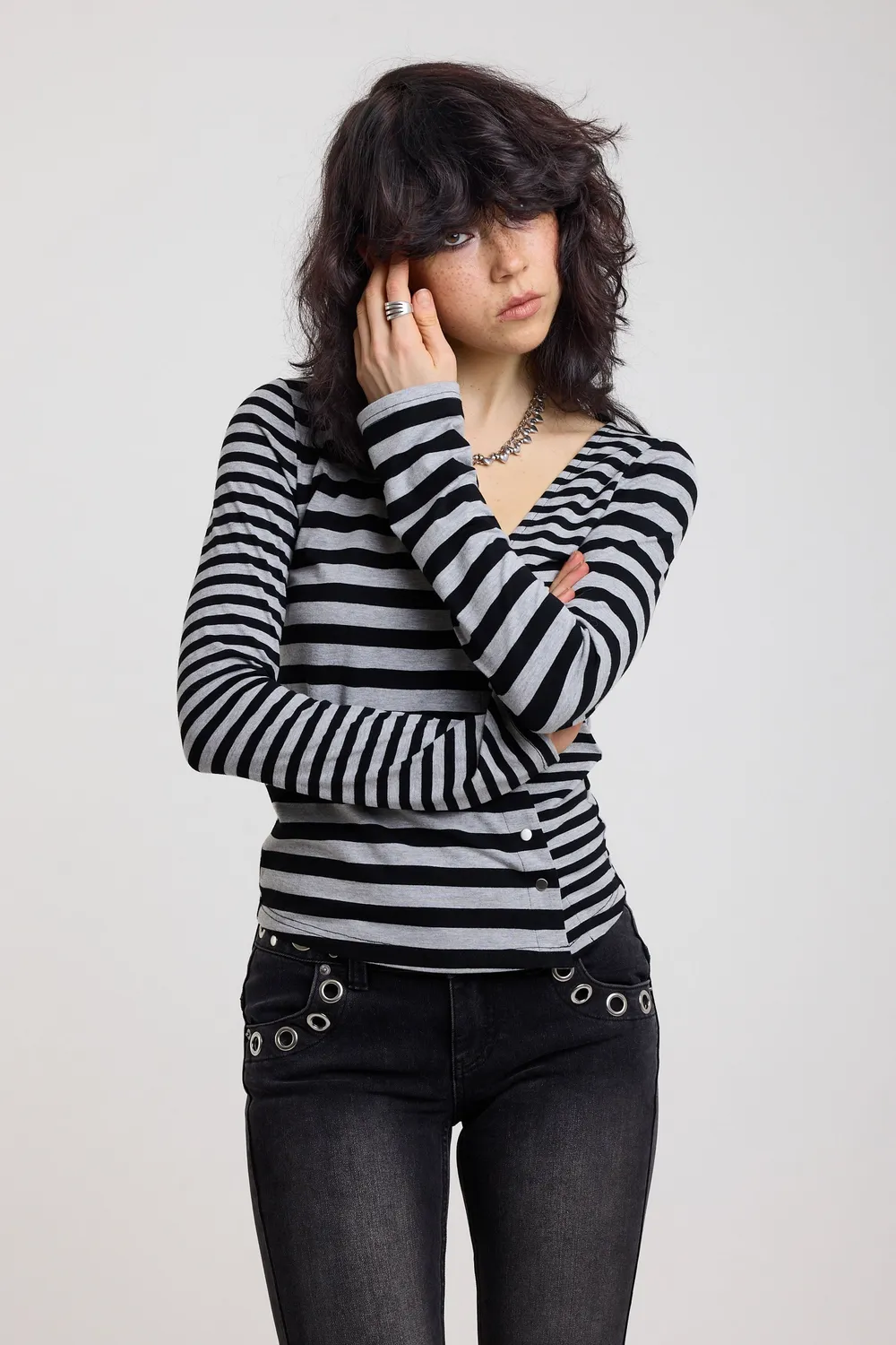 The Ragged Priest Tally Mixed Stripe top str. 10 sort