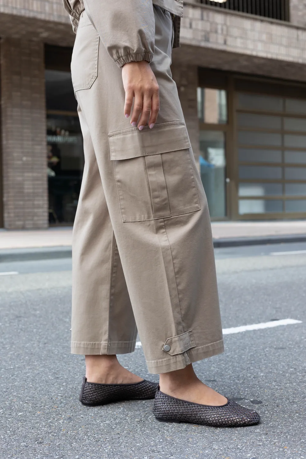 Para Mi Lina cargo bukser desert beige barrel ekstra høj talje