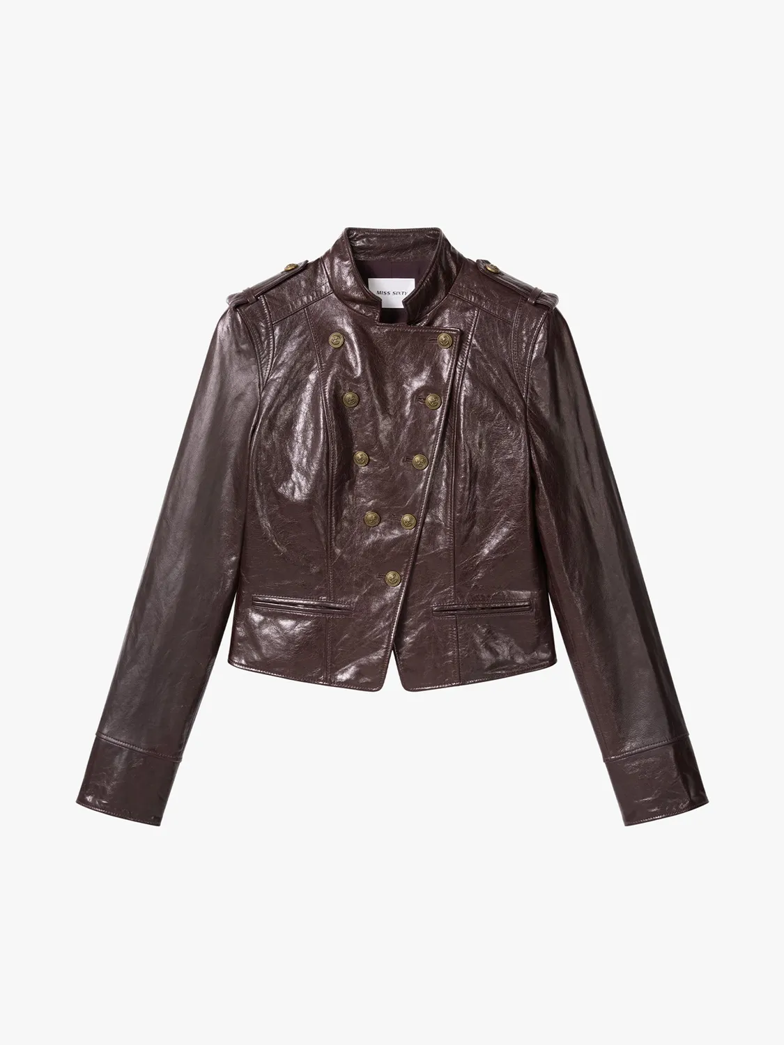 Miss Sixty Stand-Collar Biker læderjakke vinrød