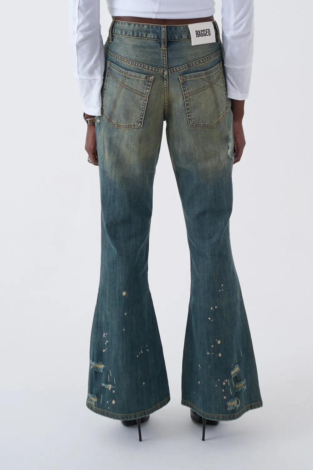 The Ragged Priest Alexa Distressed Bootcut Jeans blå
