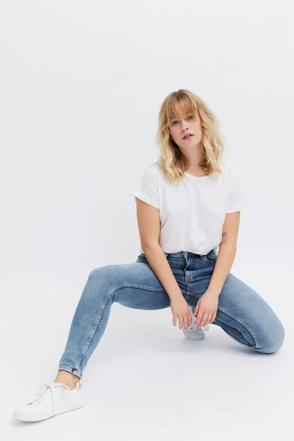Organsk Breeze Sinless Grace jeans lyseblå slim høj talje