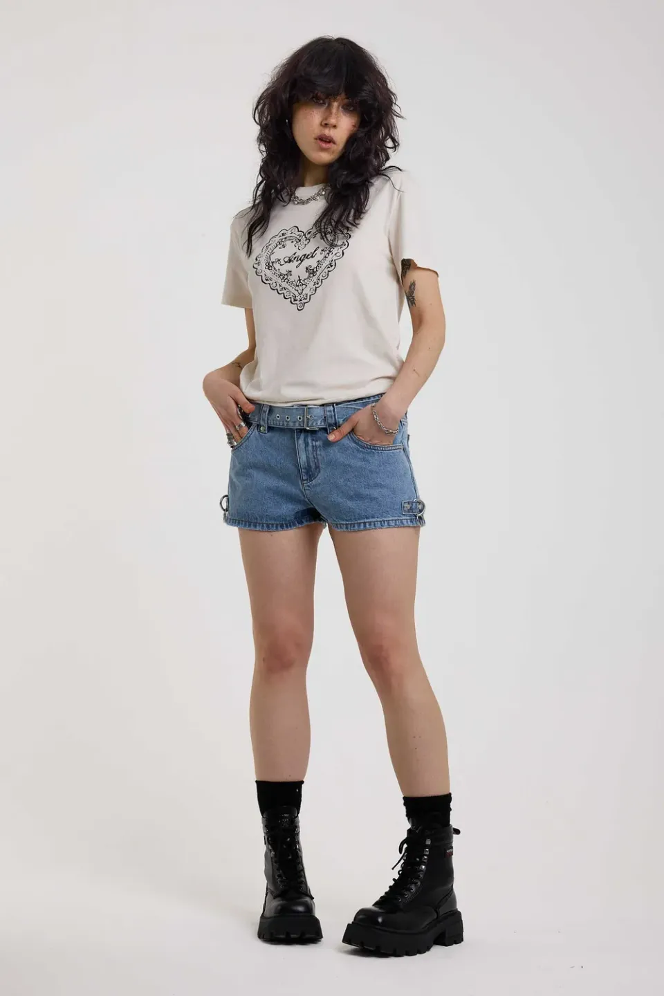 THE RAGGED PRIEST Ride denimshorts mini mellemblå