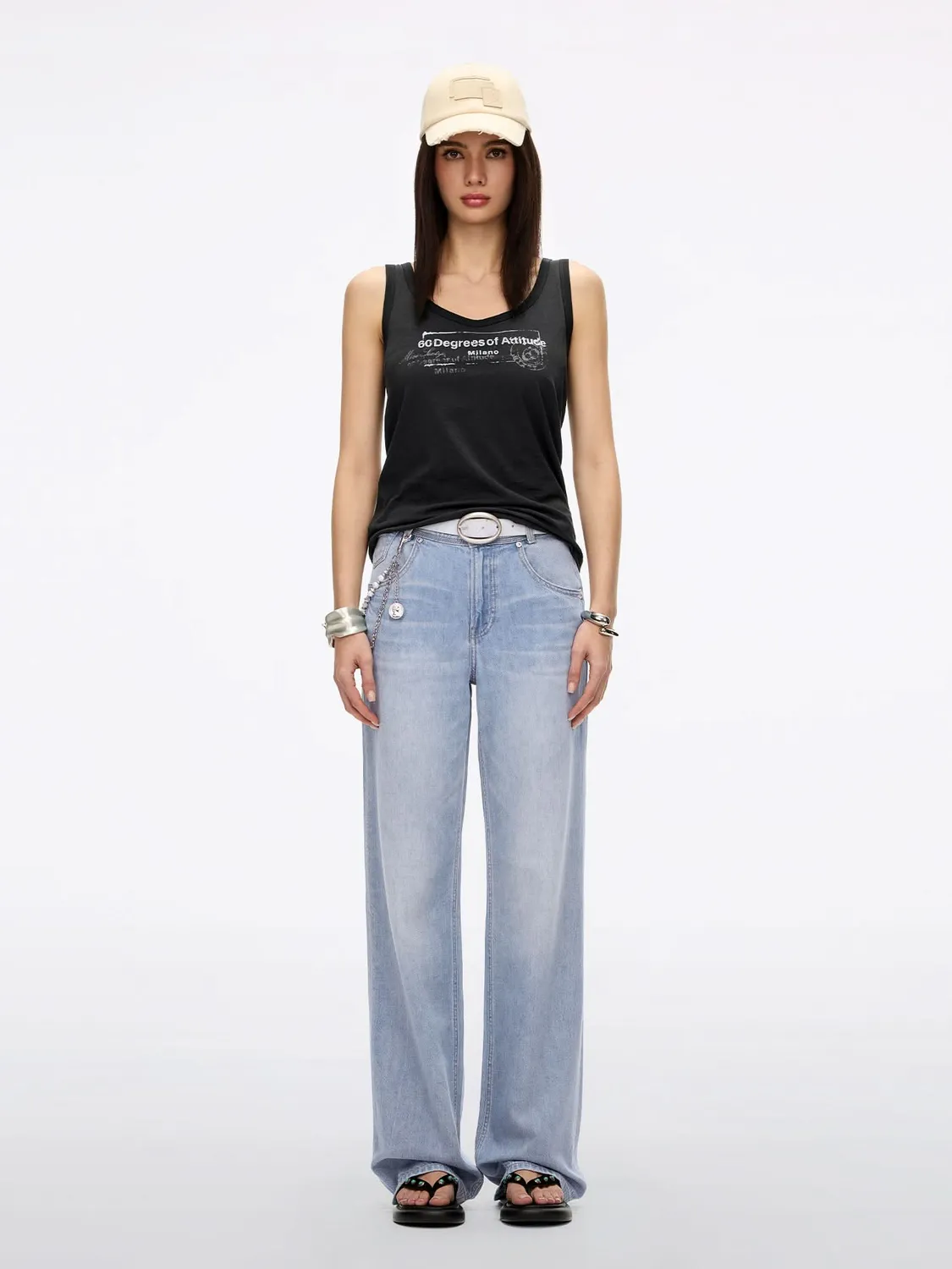Miss Sixty Anni jeans mellemblå straight hør