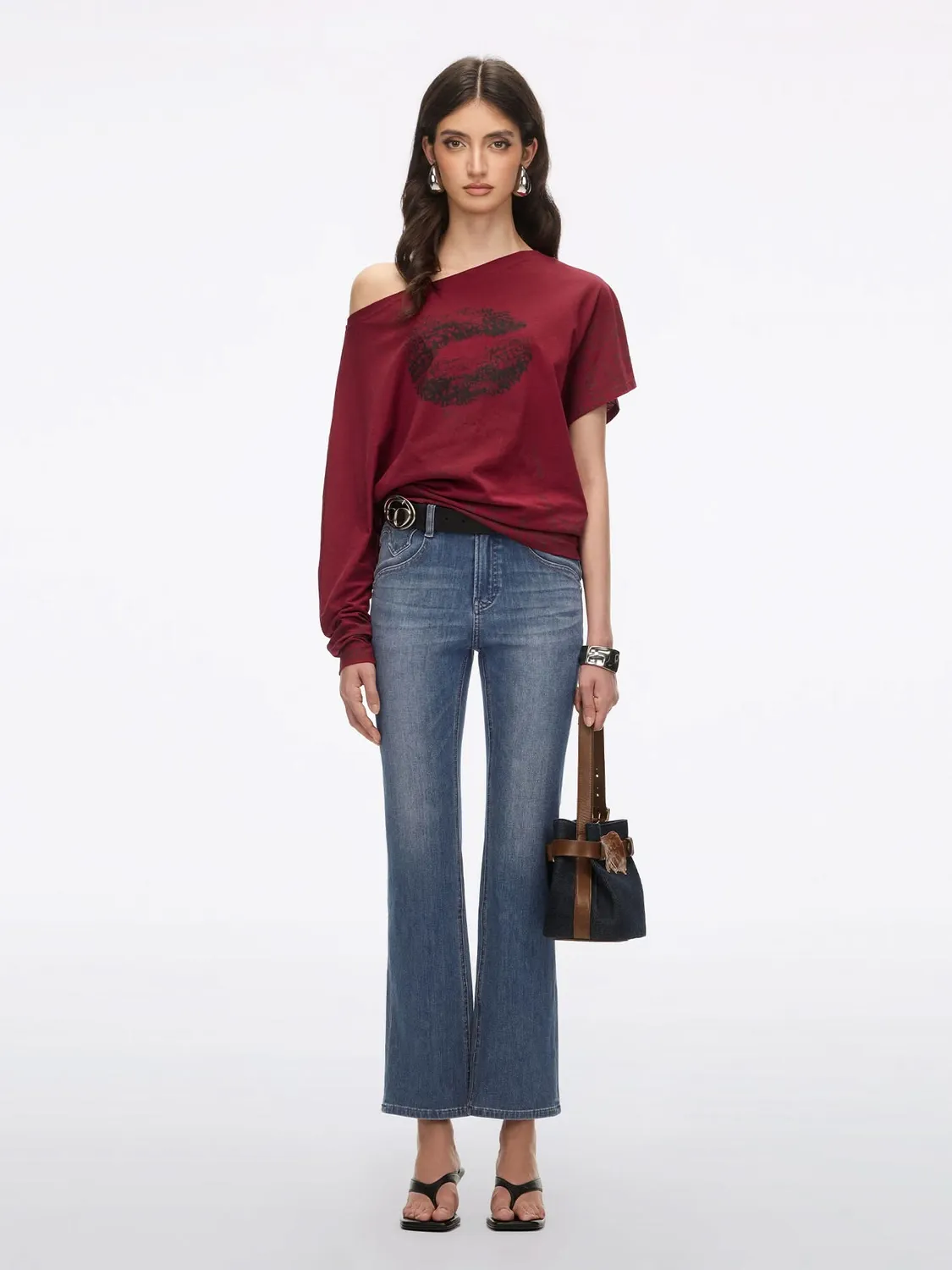 Miss Sixty Bella slim flare jeans mellemblå cropped