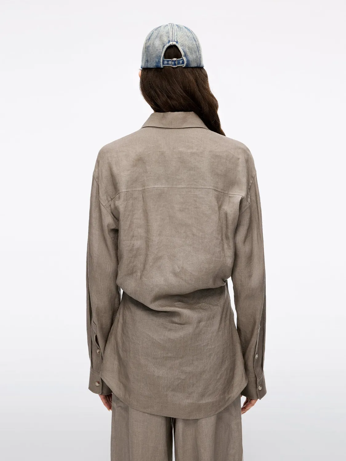 Miss Sixty Embroidered Linen skjorte khaki hør