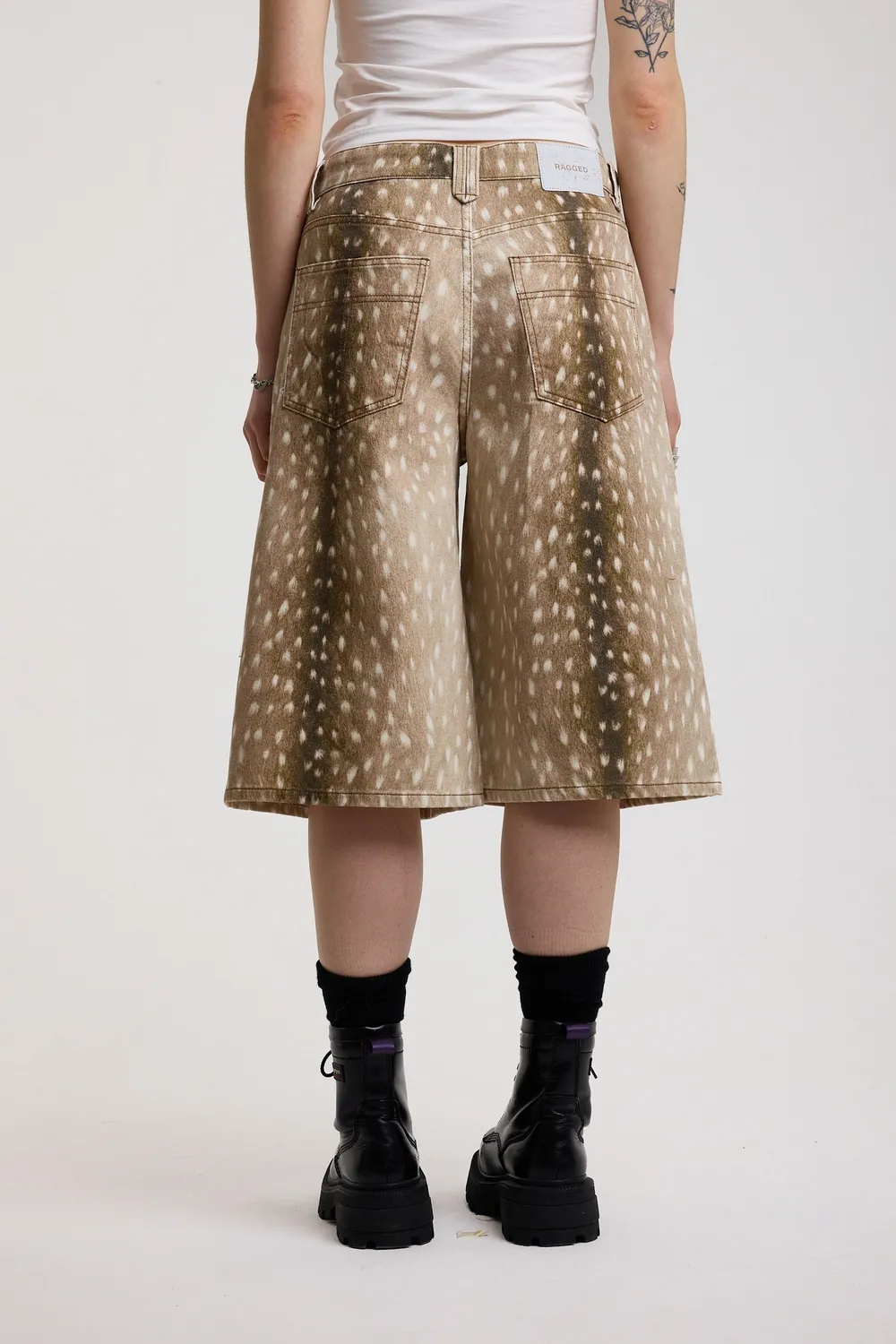 The Ragged Priest Doe denim shorts knælange med print