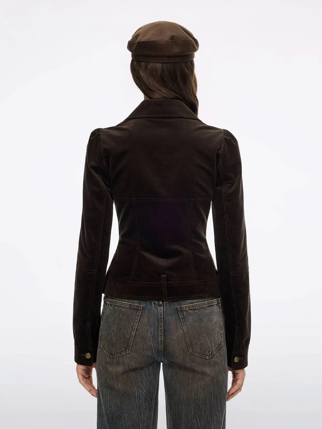 Miss Sixty Studded fløjlsjakke brun cropped