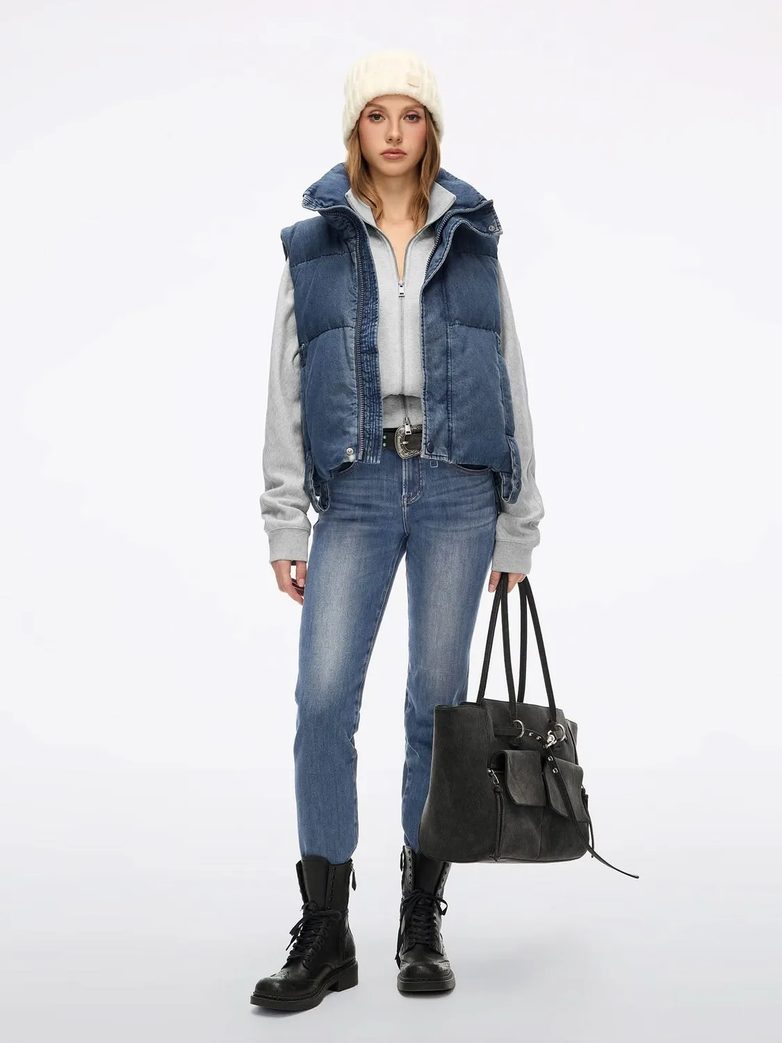 Miss Sixty denim puffer vest middle blue dun