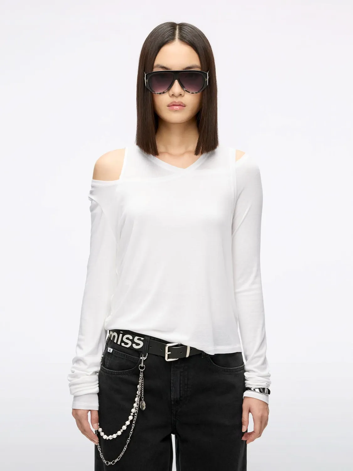 Miss Sixty Layered bluse black langærmet Tencel