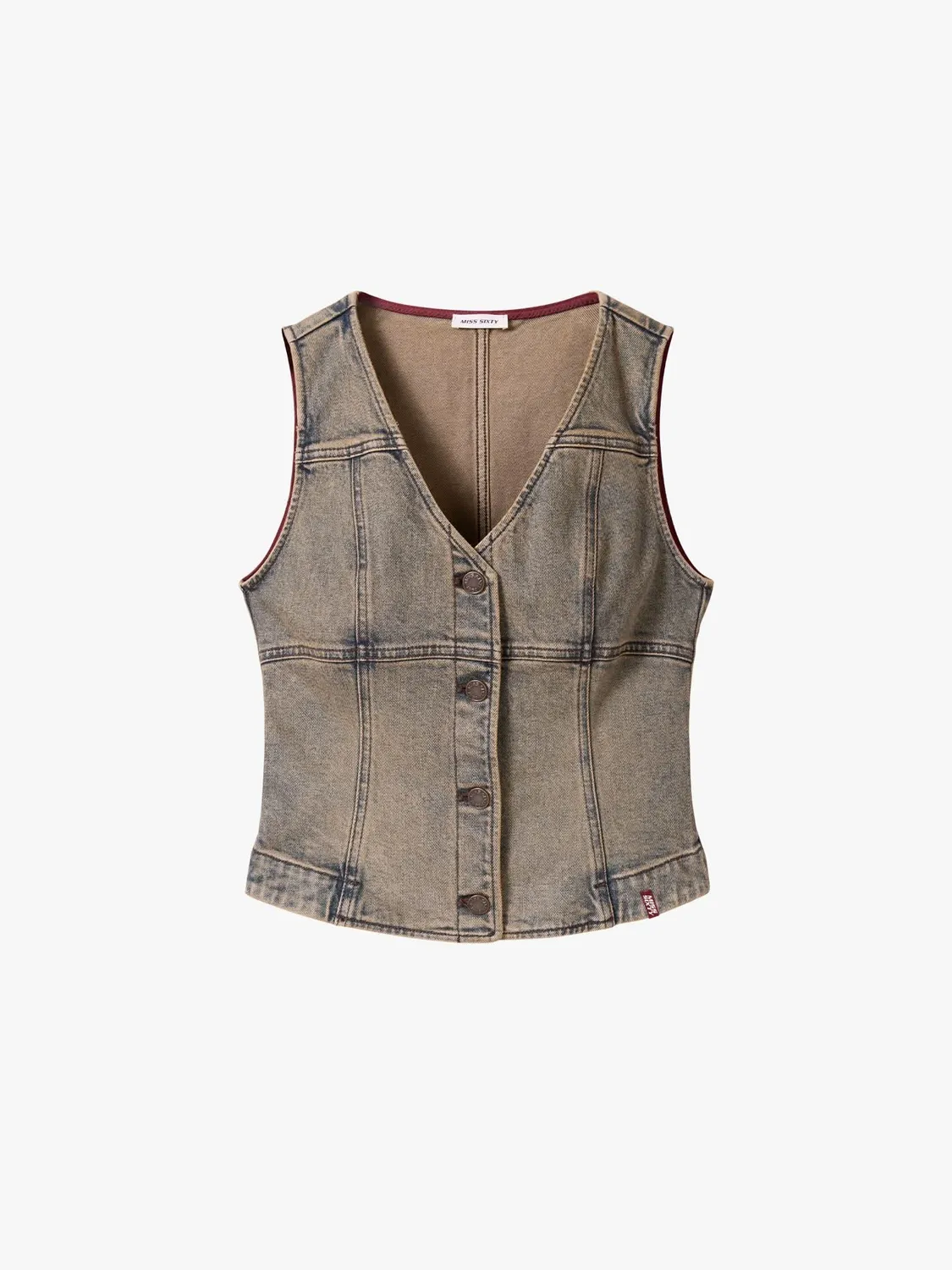 Miss Sixty Distressed denimvest blå cropped
