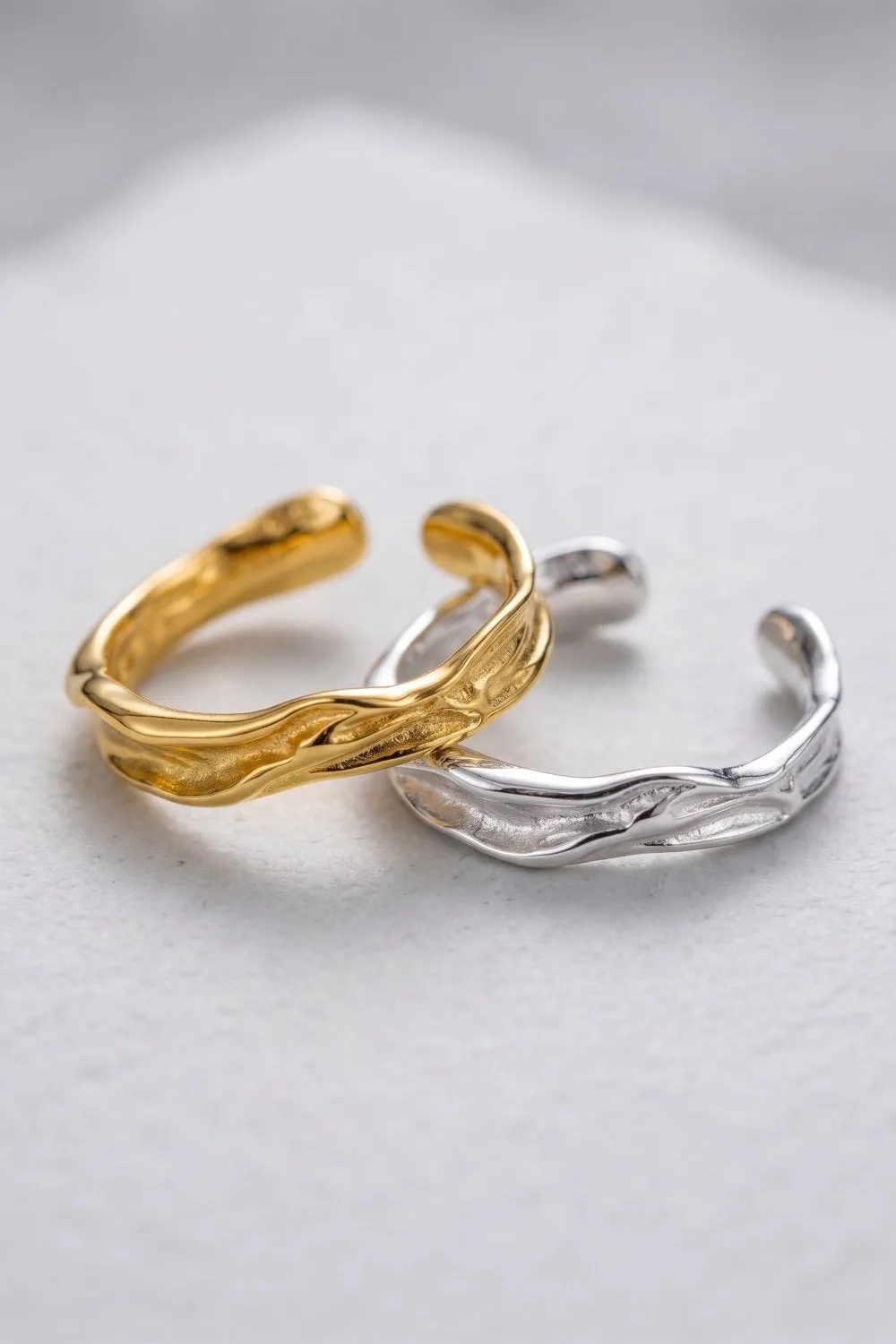 Organsk The Cuff Ring ring sølv hvidguld belagt justerbar