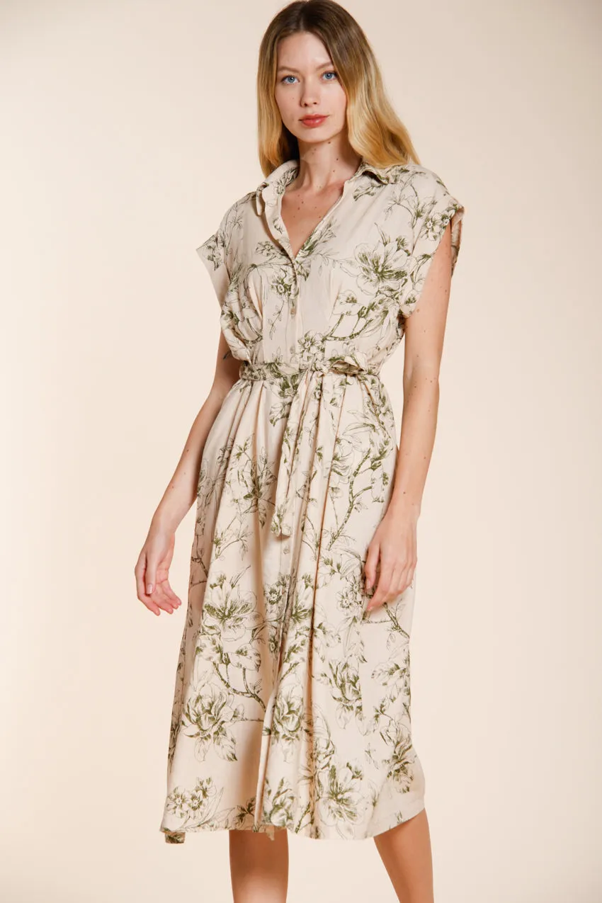 Mason's Yoko kjole beige blomstret hør