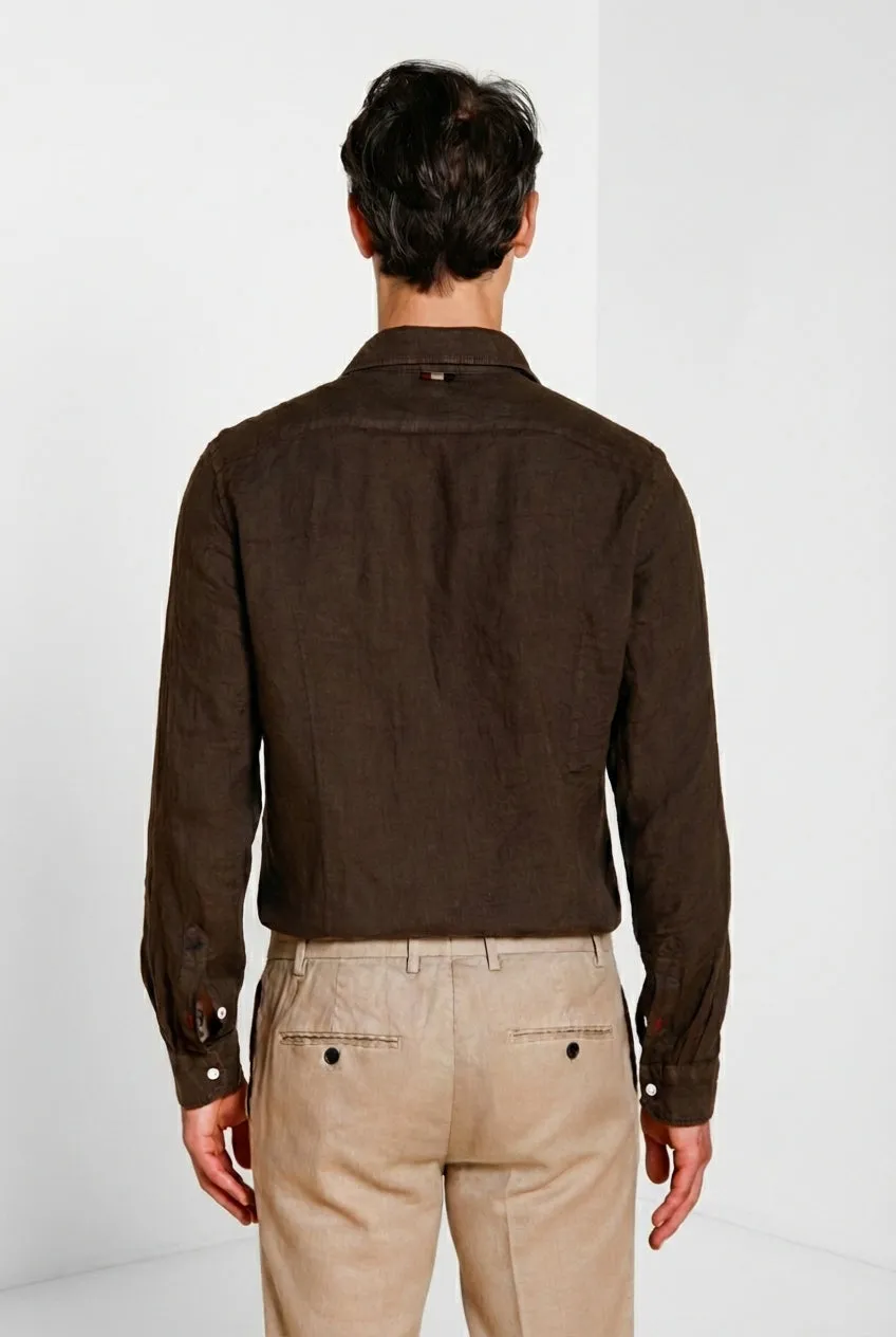 Mason's Torino skjorte brun 100% hør