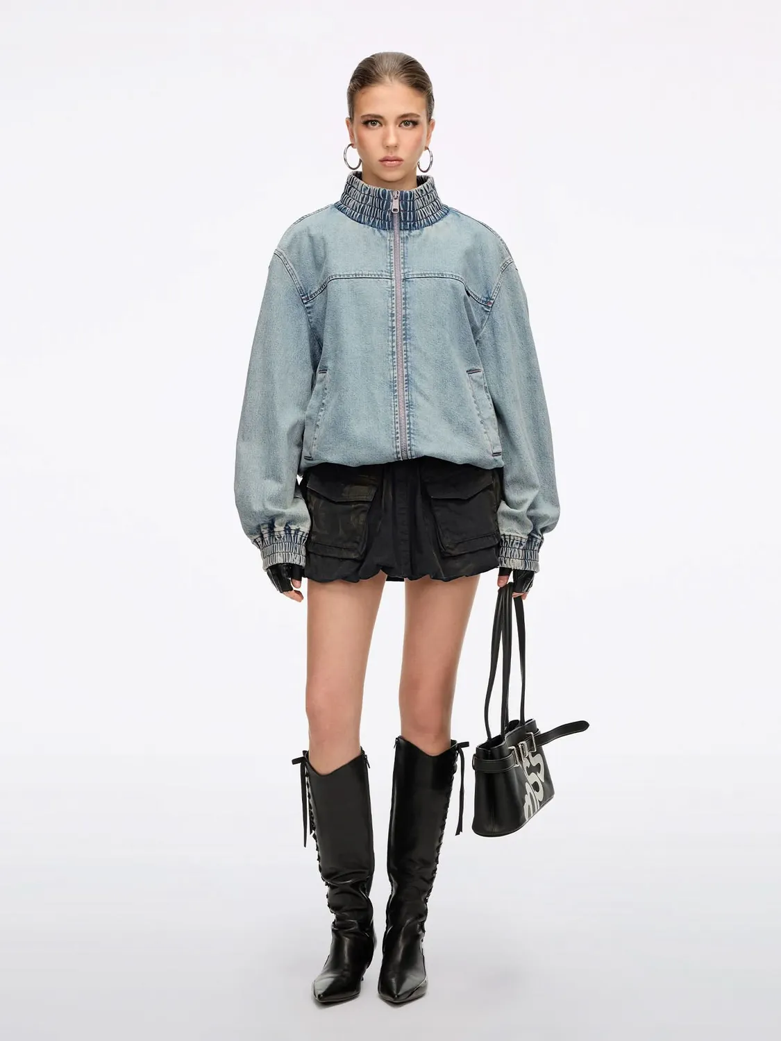 Miss Sixty Rhinestone denimjakke blå vinger XS-L