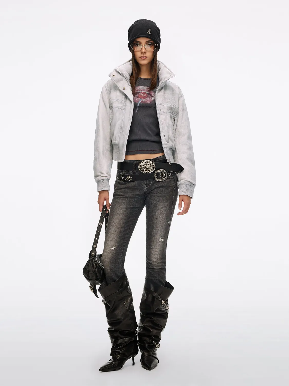 Miss Sixty Denim dunjakke lysegrå 90% dun fitted